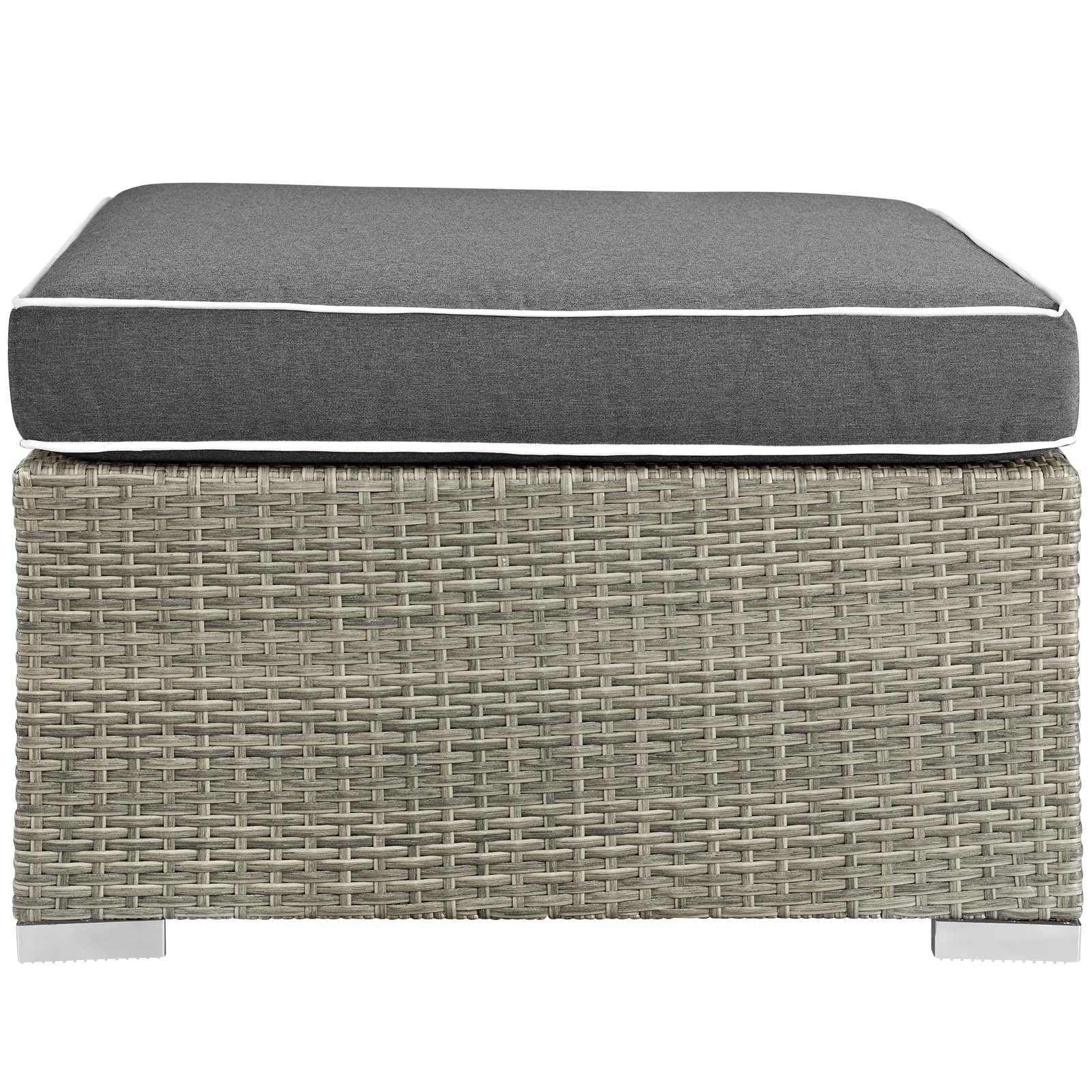 Modway Outdoor Stools & Benches - Repose Outdoor Patio Upholstered Fabric Ottoman Light Gray Charcoal
