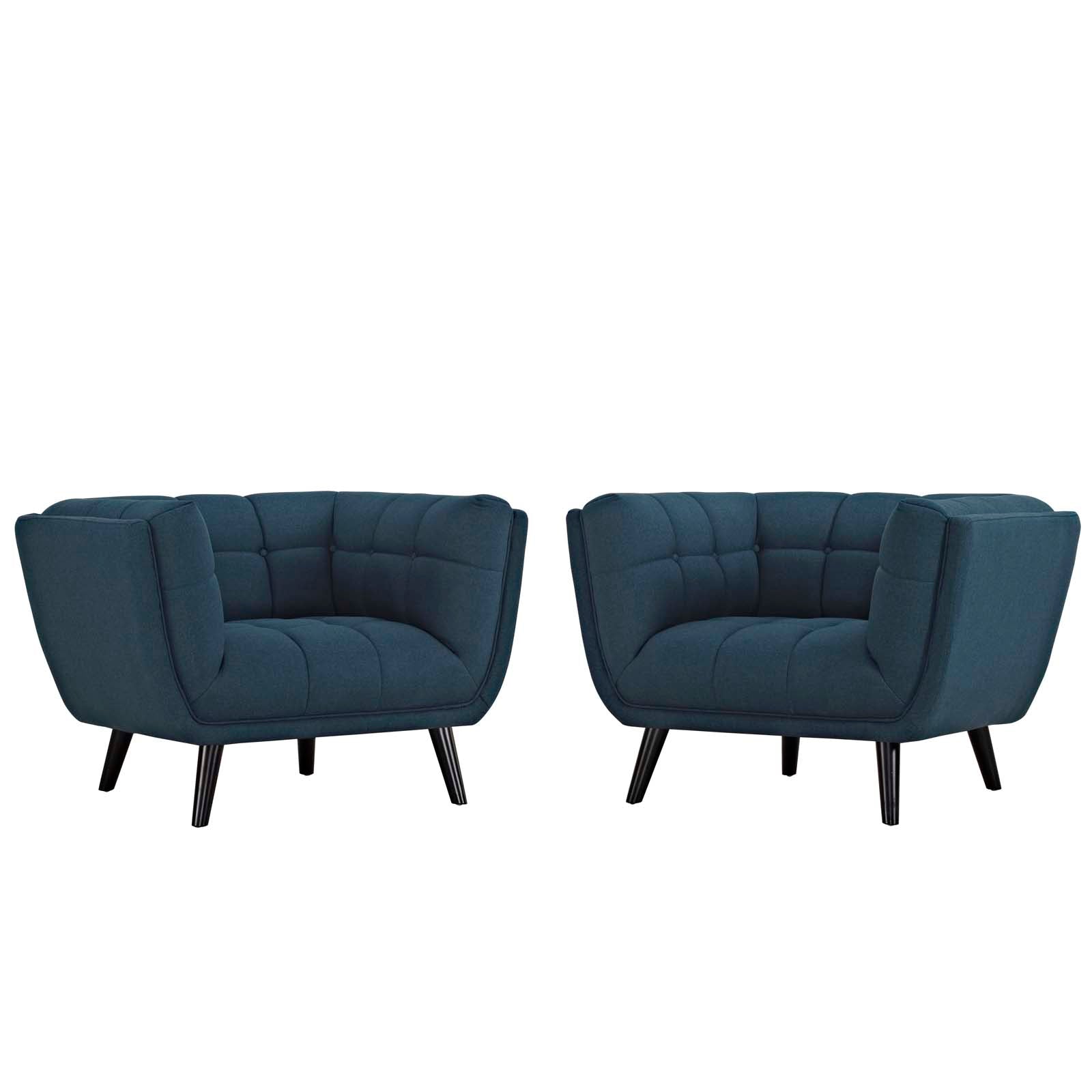 Modway Living Room Sets - Bestow 2 Piece Upholstered Fabric Armchair Set Blue