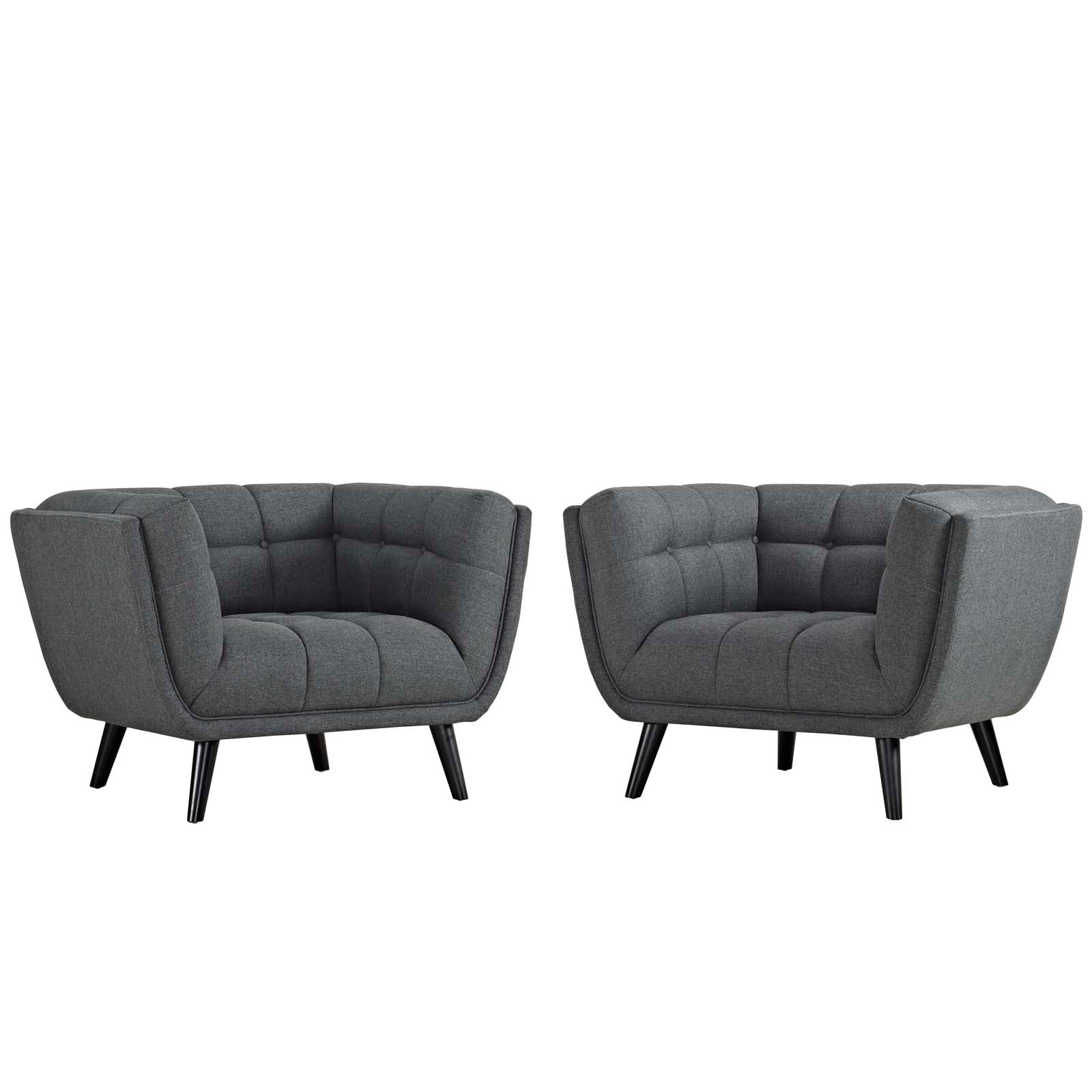 Modway Living Room Sets - Bestow 2 Piece Upholstered Fabric Armchair Set Gray