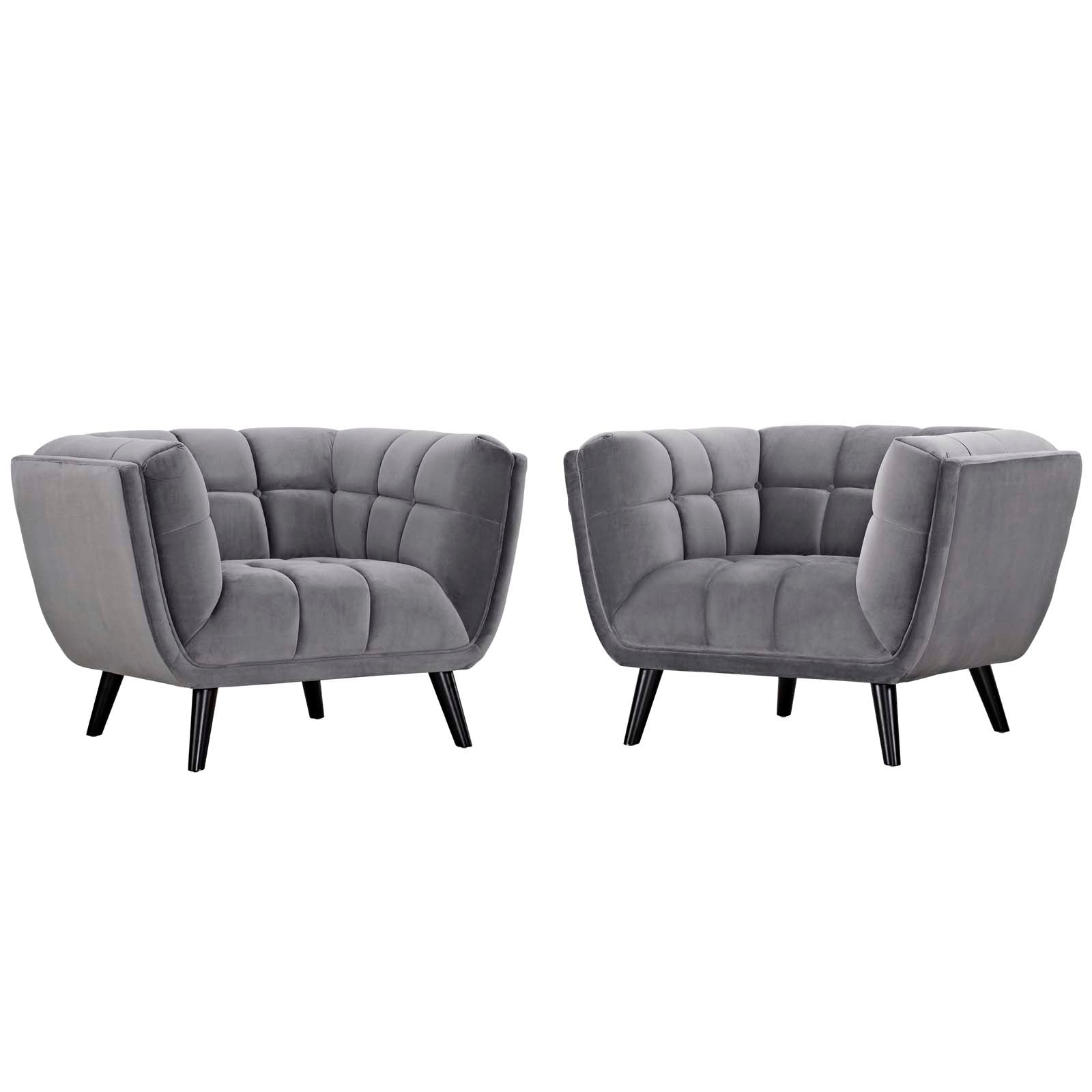 Modway Living Room Sets - Bestow 2 Piece Performance Velvet Armchair Set Gray