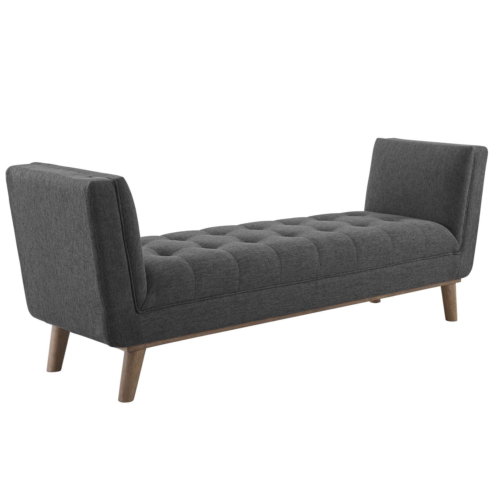 Modway Benches - Haven Tufted Button Upholstered Fabric Accent Bench Gray