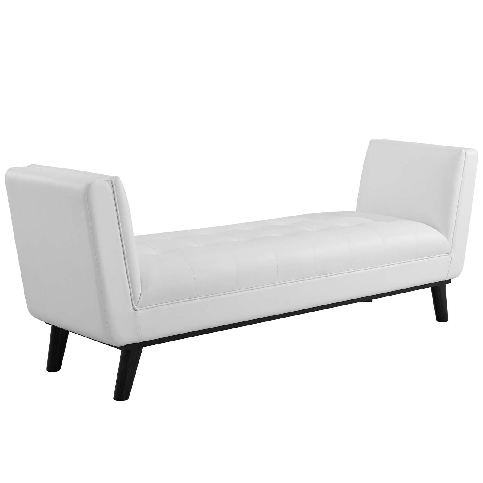 Modway Benches - Haven Tufted Button Faux Leather Accent Bench White
