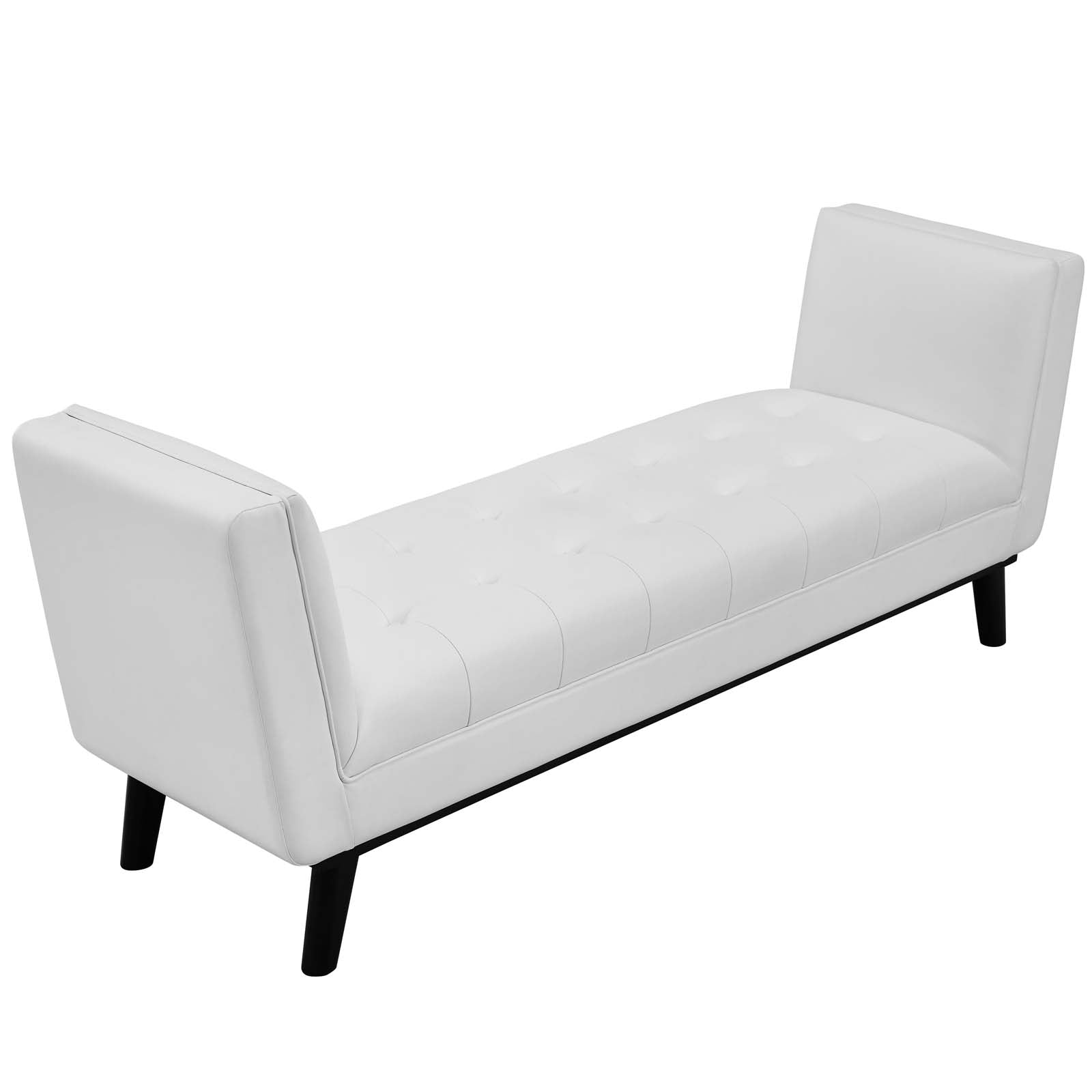 Modway Benches - Haven Tufted Button Faux Leather Accent Bench White