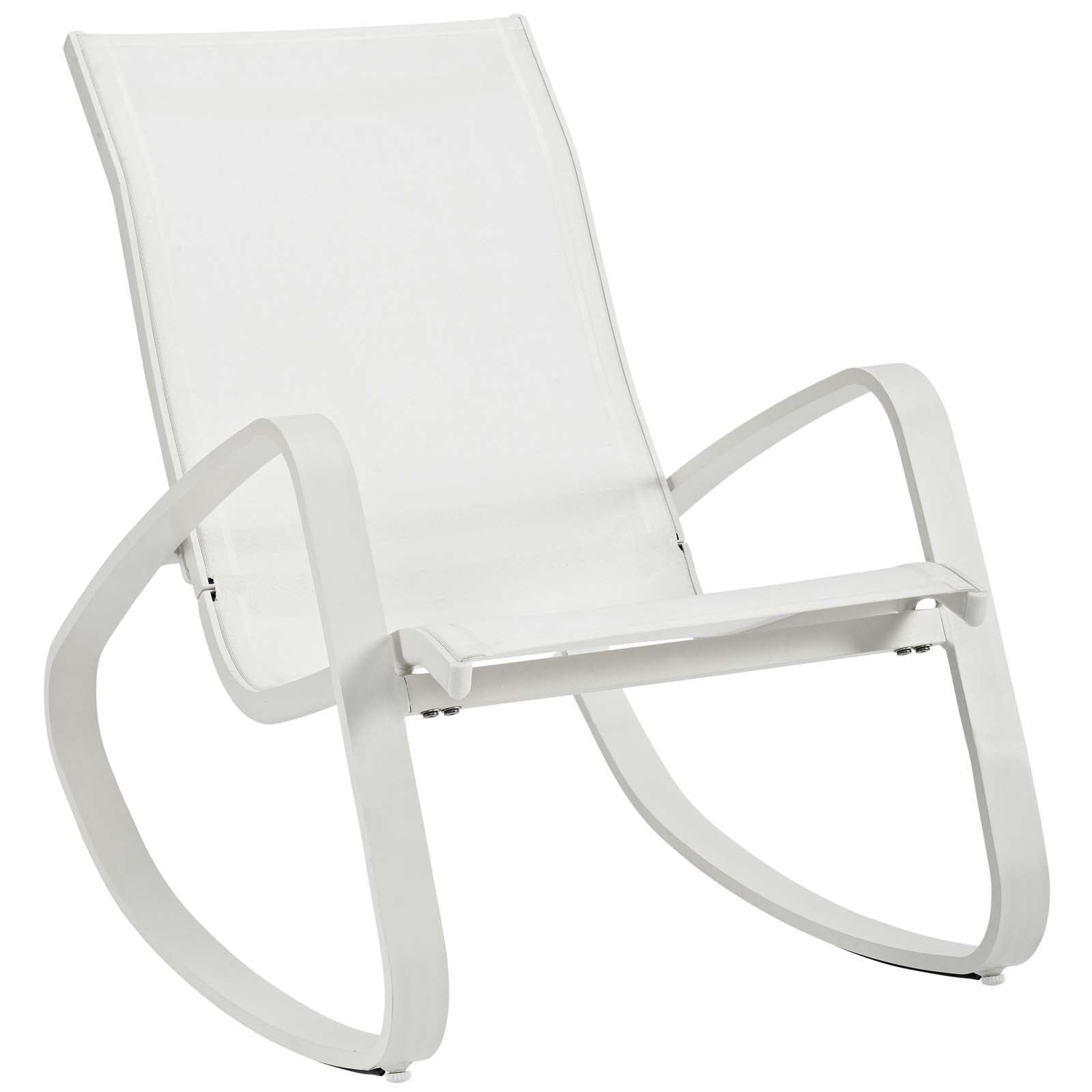 Modway Outdoor Chairs - Traveler Rocking Outdoor Patio Mesh Sling Lounge Chair White White