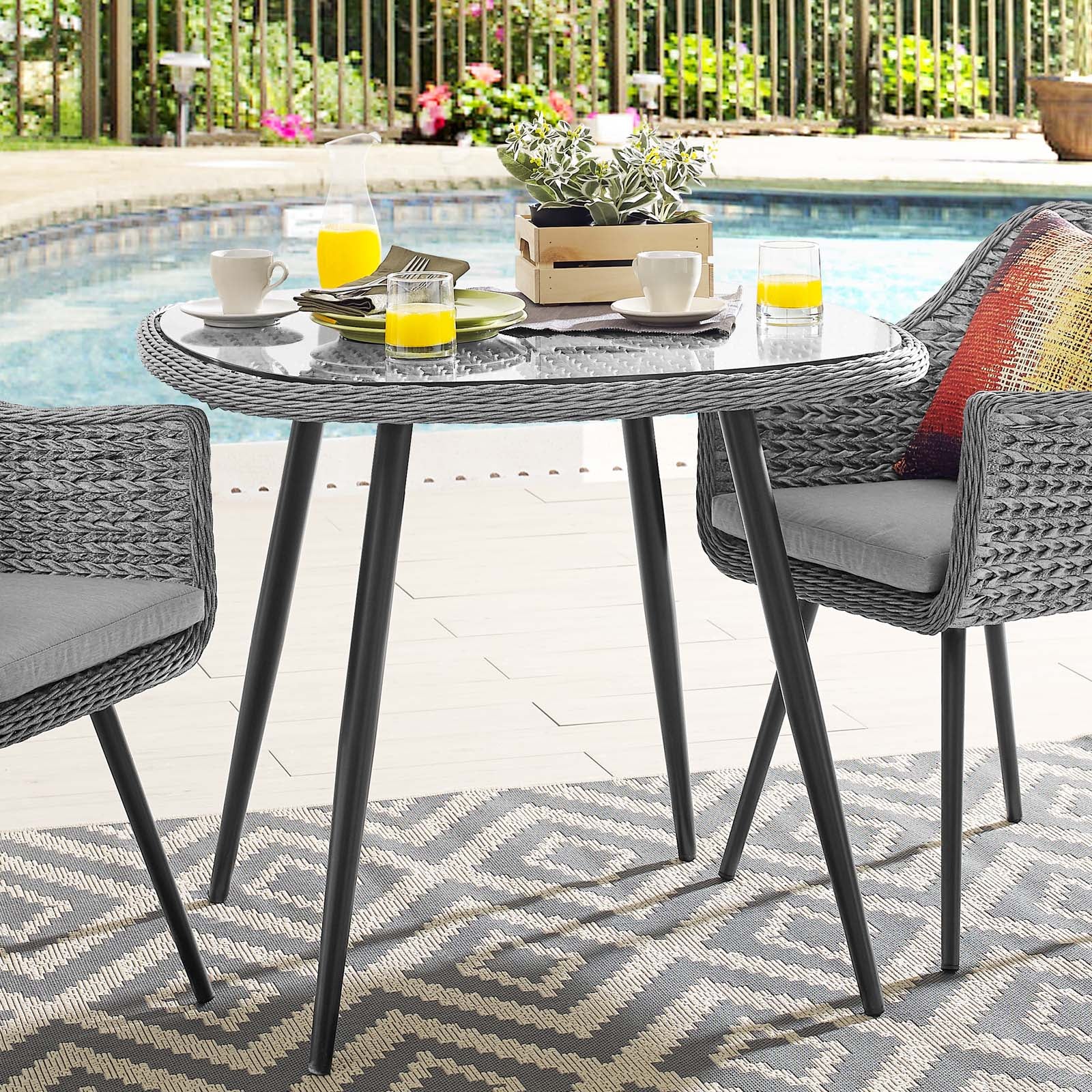 Modway Outdoor Dining Tables - Endeavor 36" Outdoor Dining Table Gray