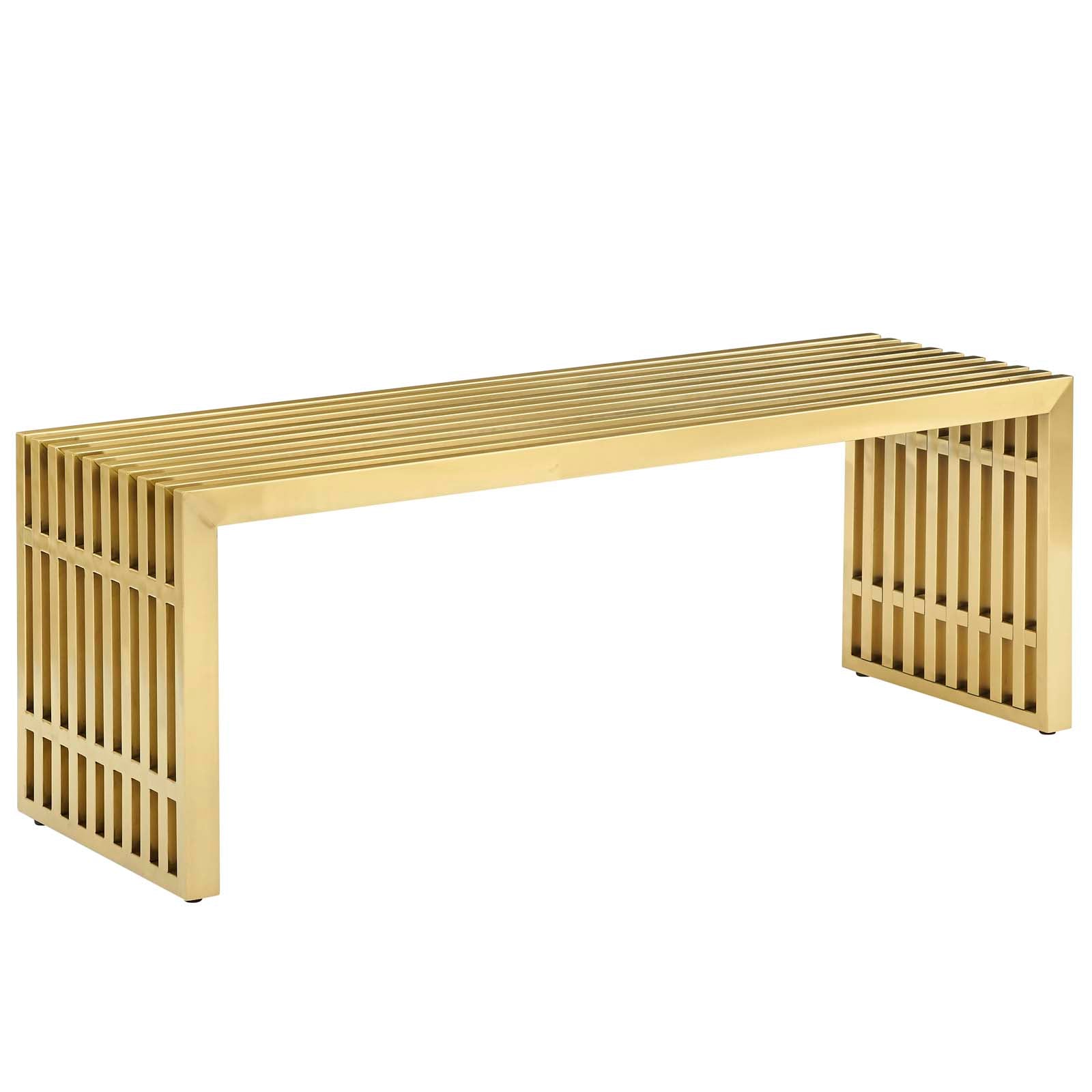 Modway Benches - Gridiron Medium Stainless Steel Bench Gold