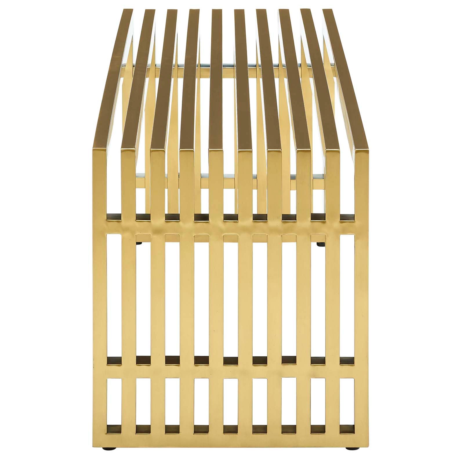 Modway Benches - Gridiron Medium Stainless Steel Bench Gold