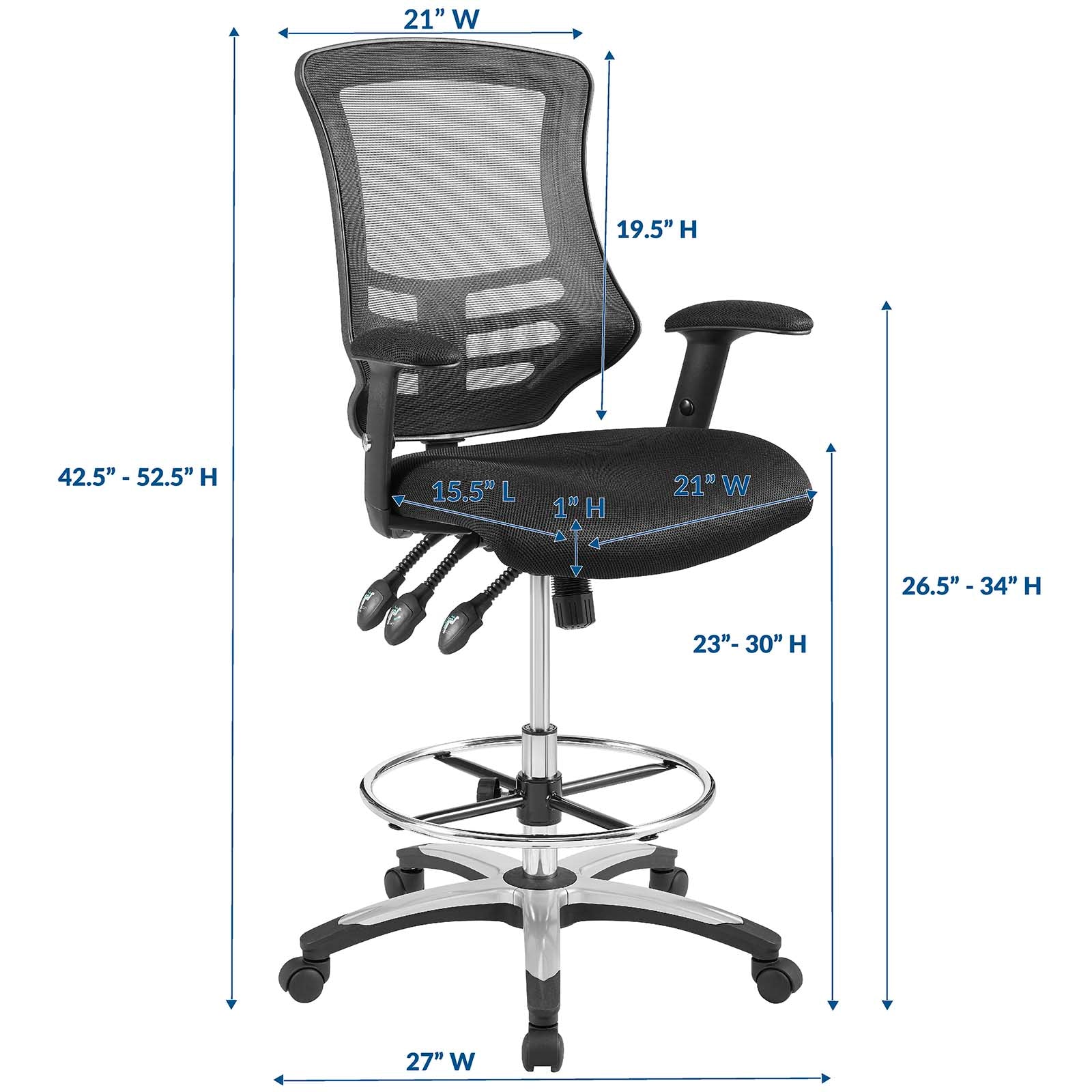 Modway Task Chairs - Calibrate Mesh Drafting Chair Black