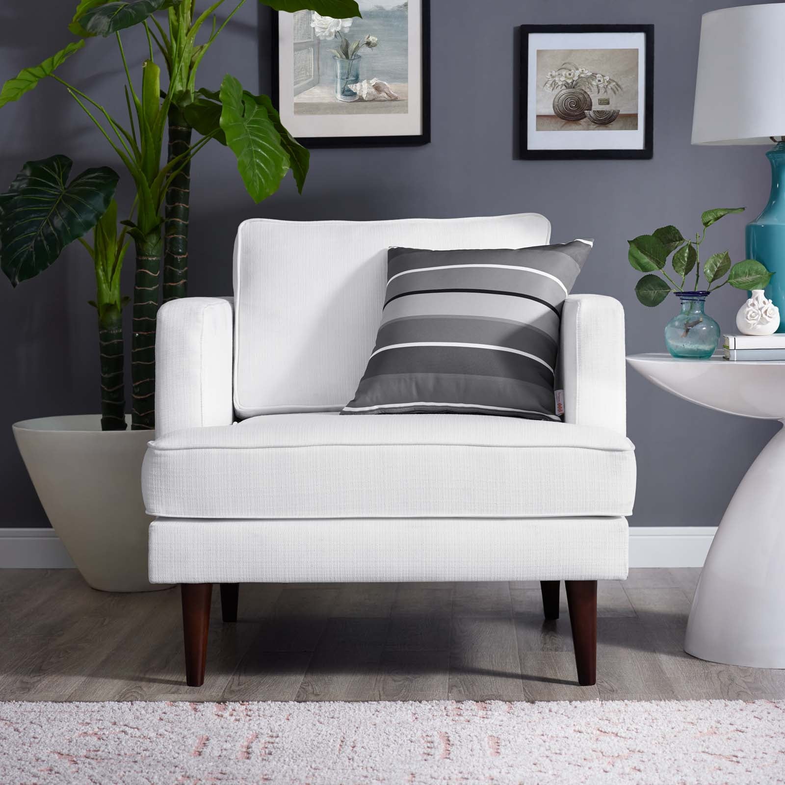 Modway Accent Chairs - Agile Upholstered Fabric Armchair White
