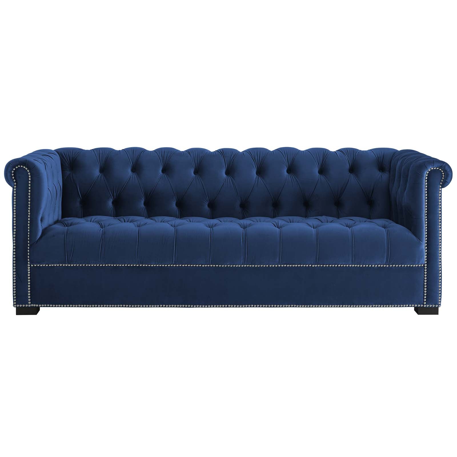 Modway Sofas & Couches - Heritage Performance Velvet Sofa Midnight Blue