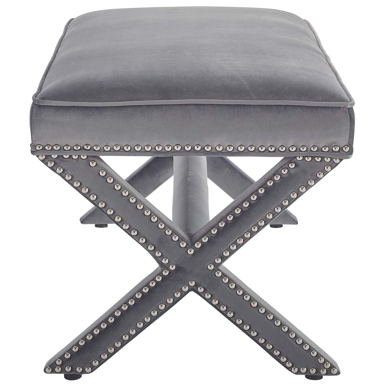 Modway Benches - Rivet Performance Velvet Bench Gray