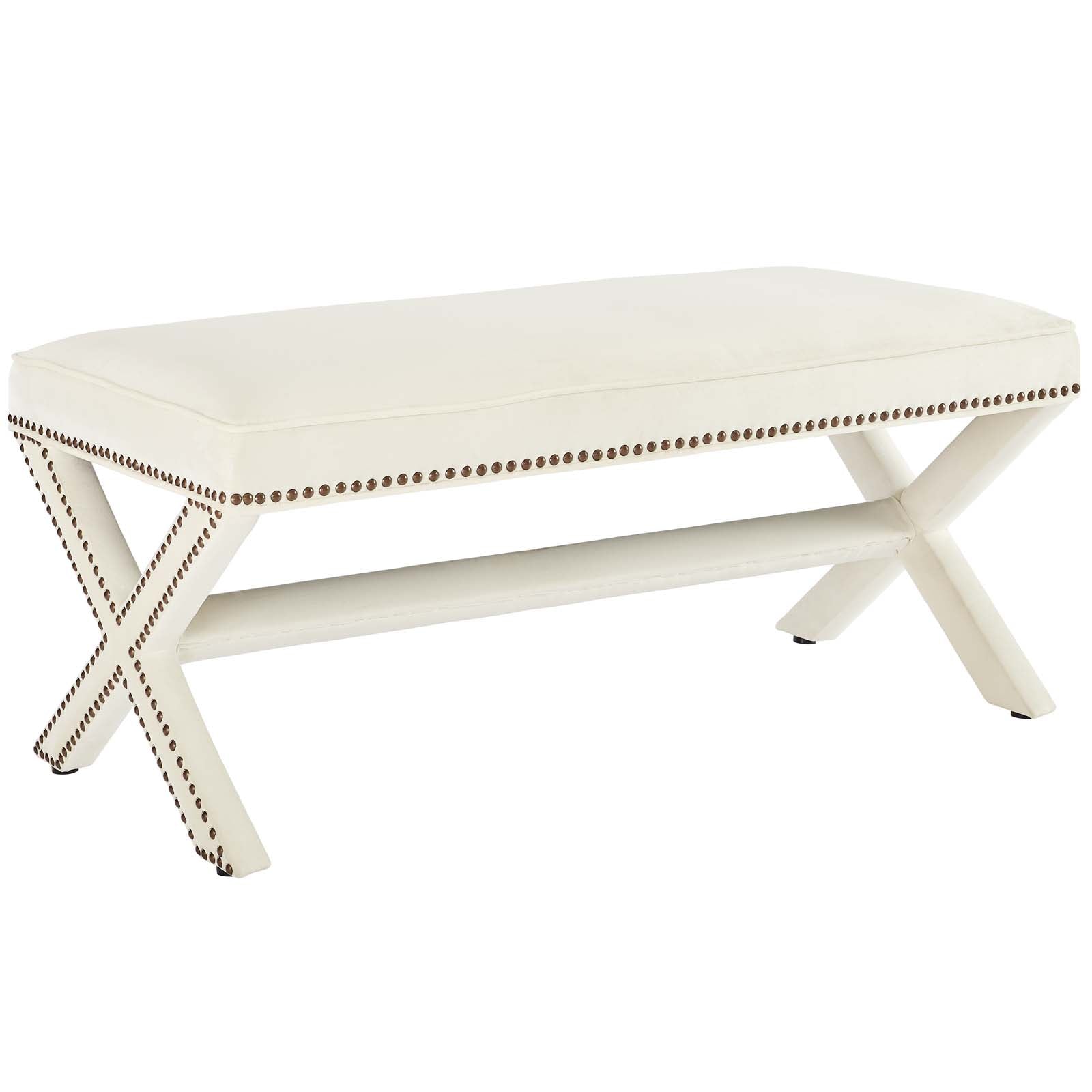 Modway Benches - Rivet Performance Velvet Bench Ivory