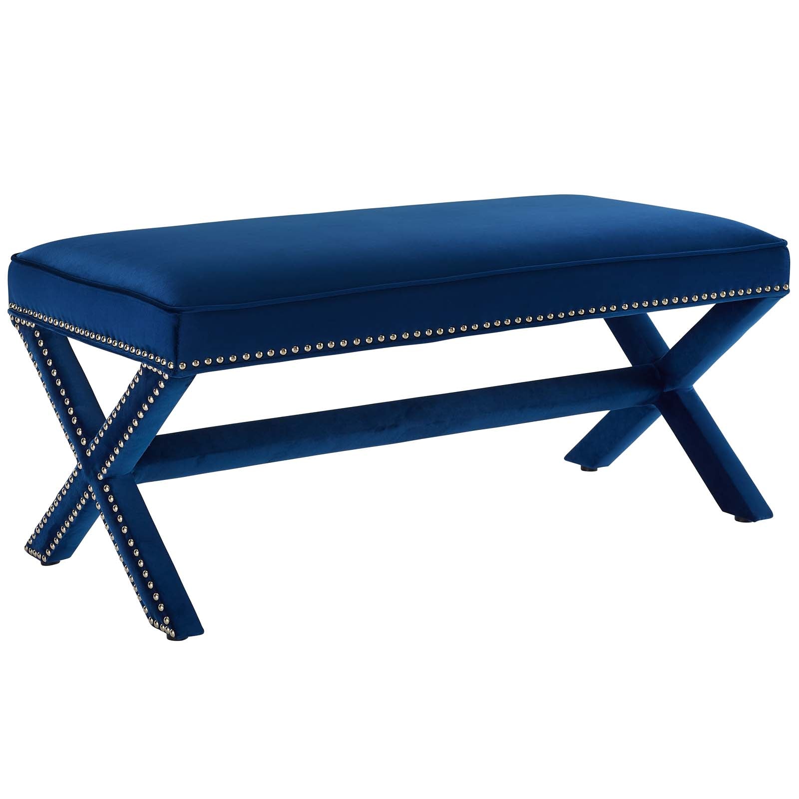 Modway Benches - Rivet Performance Velvet Bench Navy