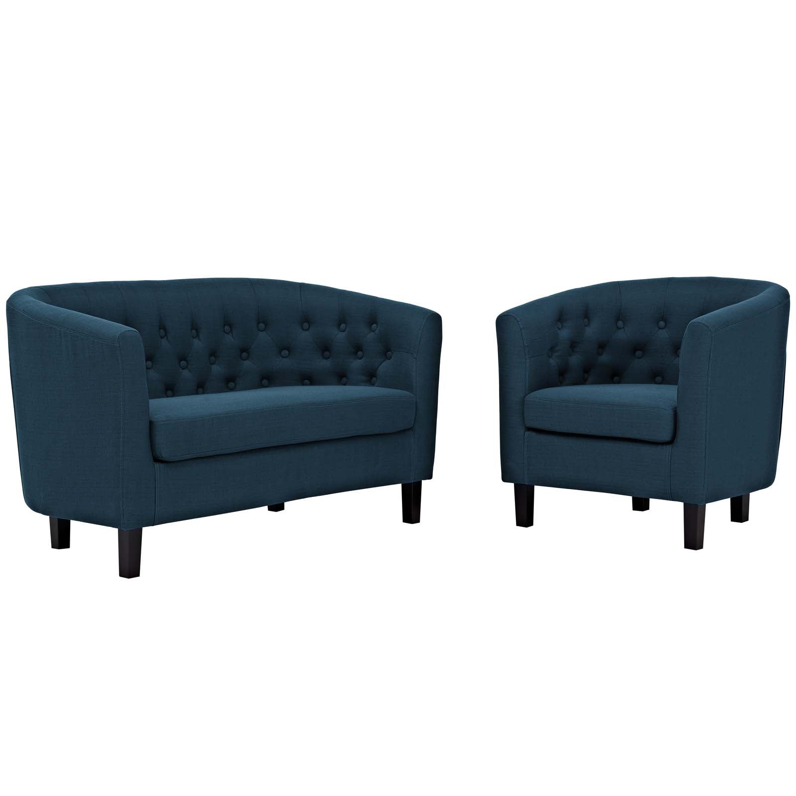 Modway Living Room Sets - Prospect 2 Piece Upholstered Fabric Loveseat and Armchair Set Azure