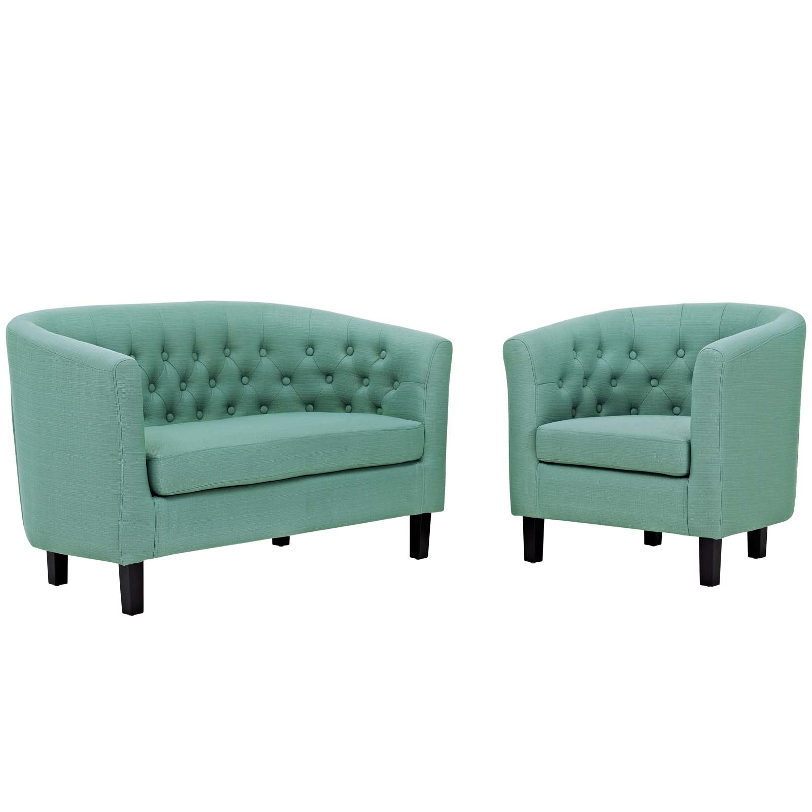 Modway Living Room Sets - Prospect 2 Piece Upholstered Fabric Loveseat and Armchair Set Laguna