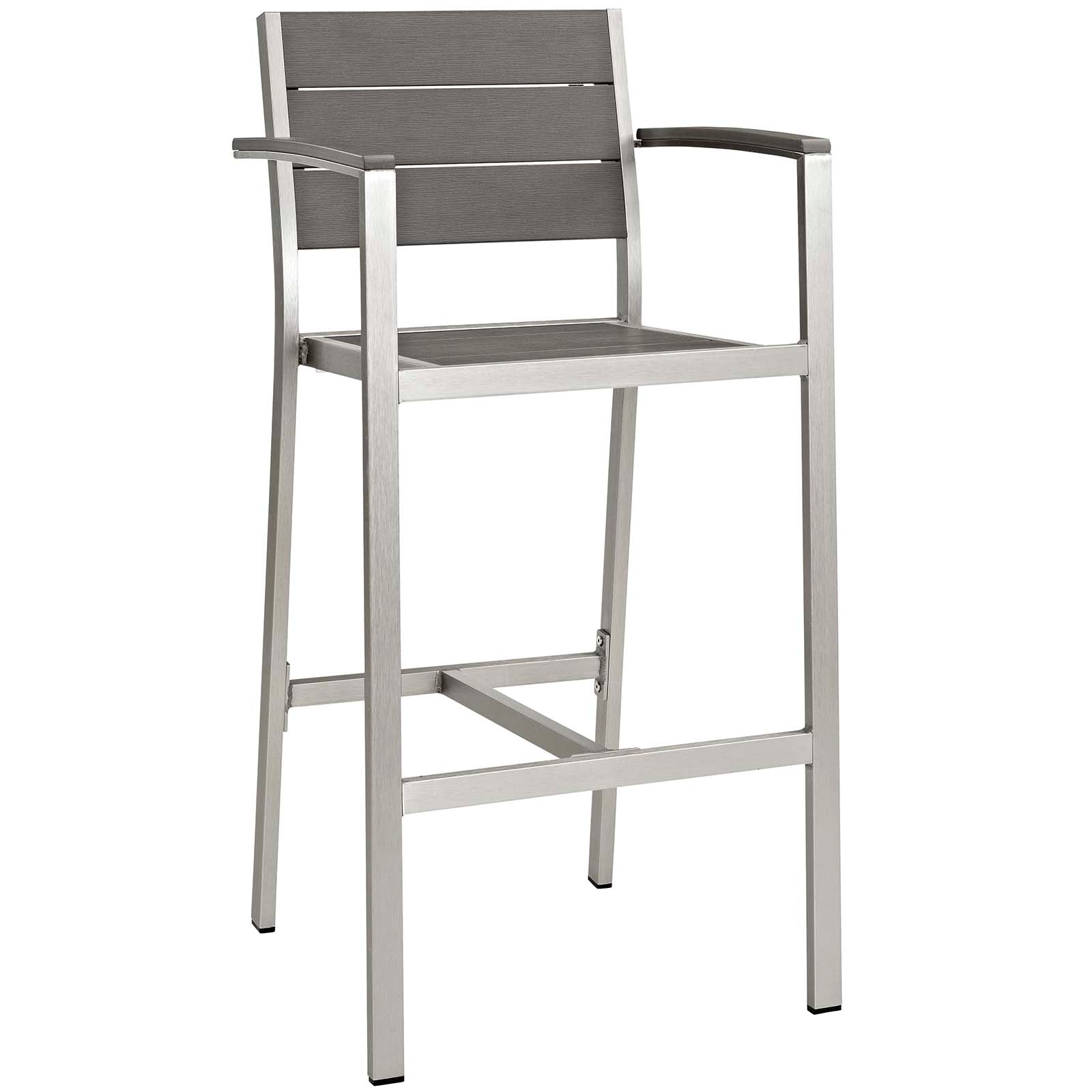 Modway Outdoor Barstools - Shore Outdoor Barstool Silver Gray (Set of 2)