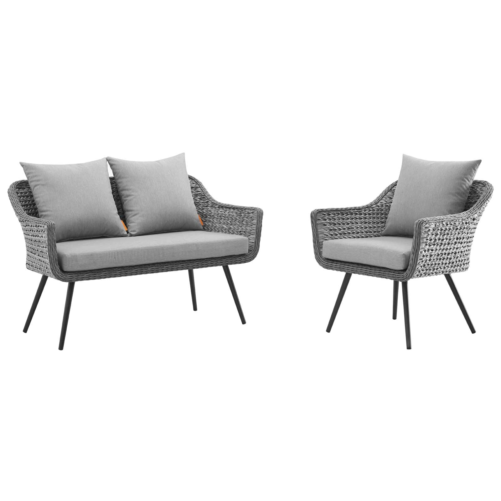 Modway Outdoor Conversation Sets - Endeavor 2 Piece Outdoor Loveseat & Armchair Set Gray