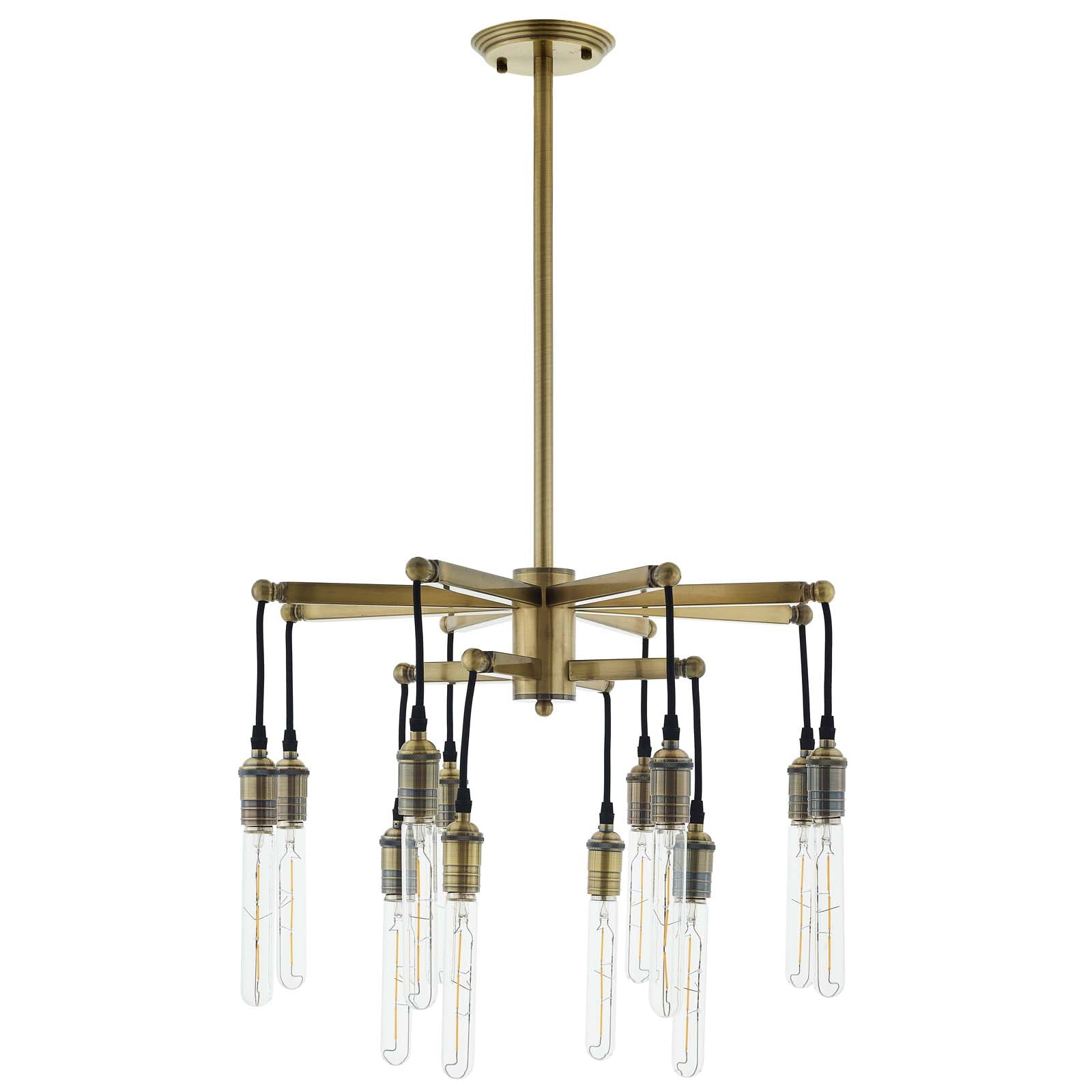 Modway Ceiling Lights - Resolve Antique Brass Ceiling Light Pendant Chandelier Antique Brass