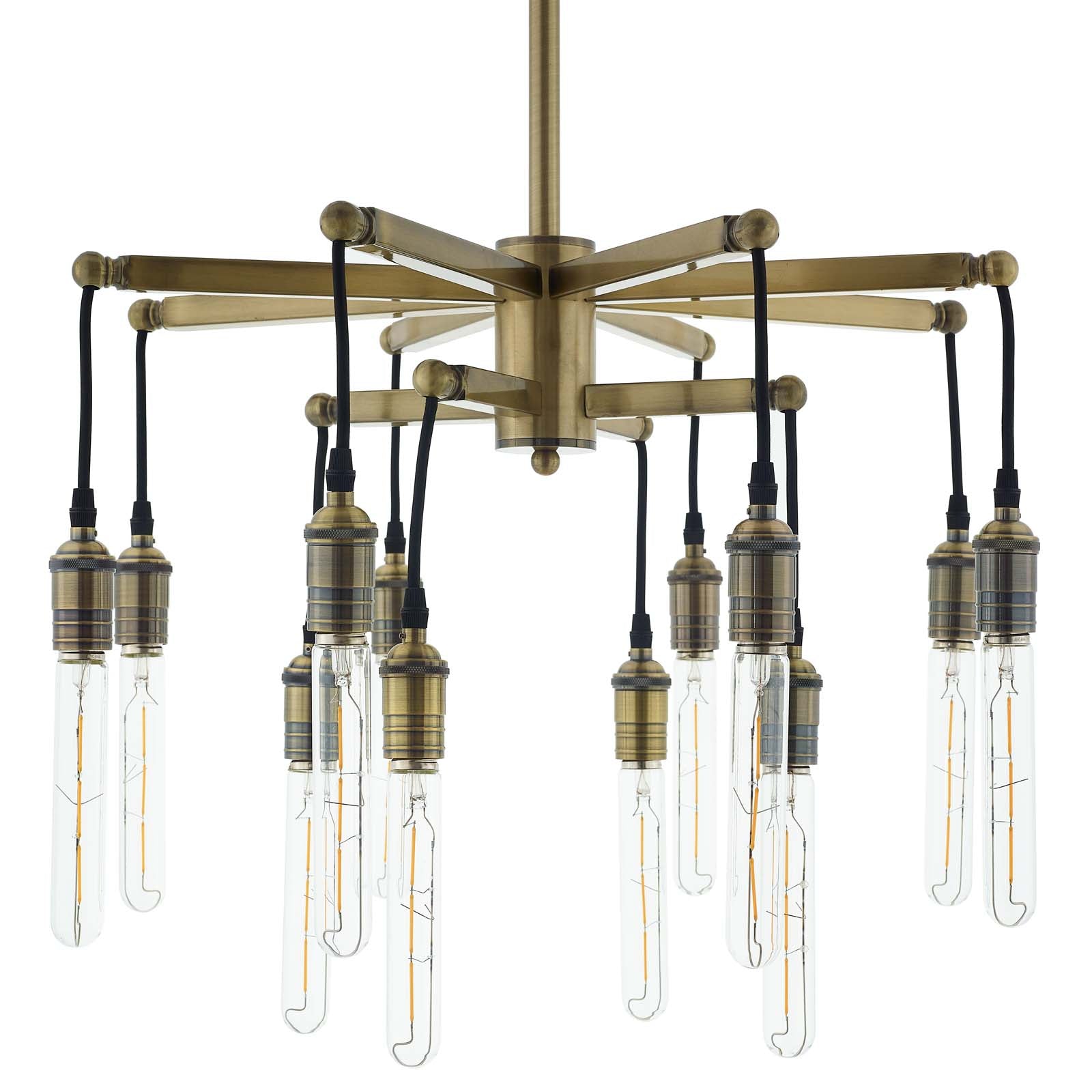 Modway Ceiling Lights - Resolve Antique Brass Ceiling Light Pendant Chandelier Antique Brass