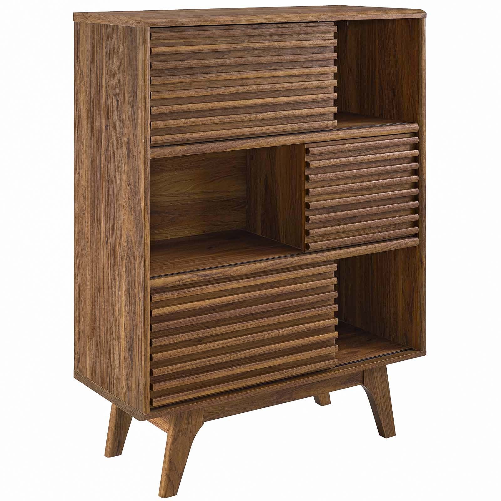 Modway Bookcases & Display Units - Render Three-Tier Display Storage Cabinet Stand Walnut