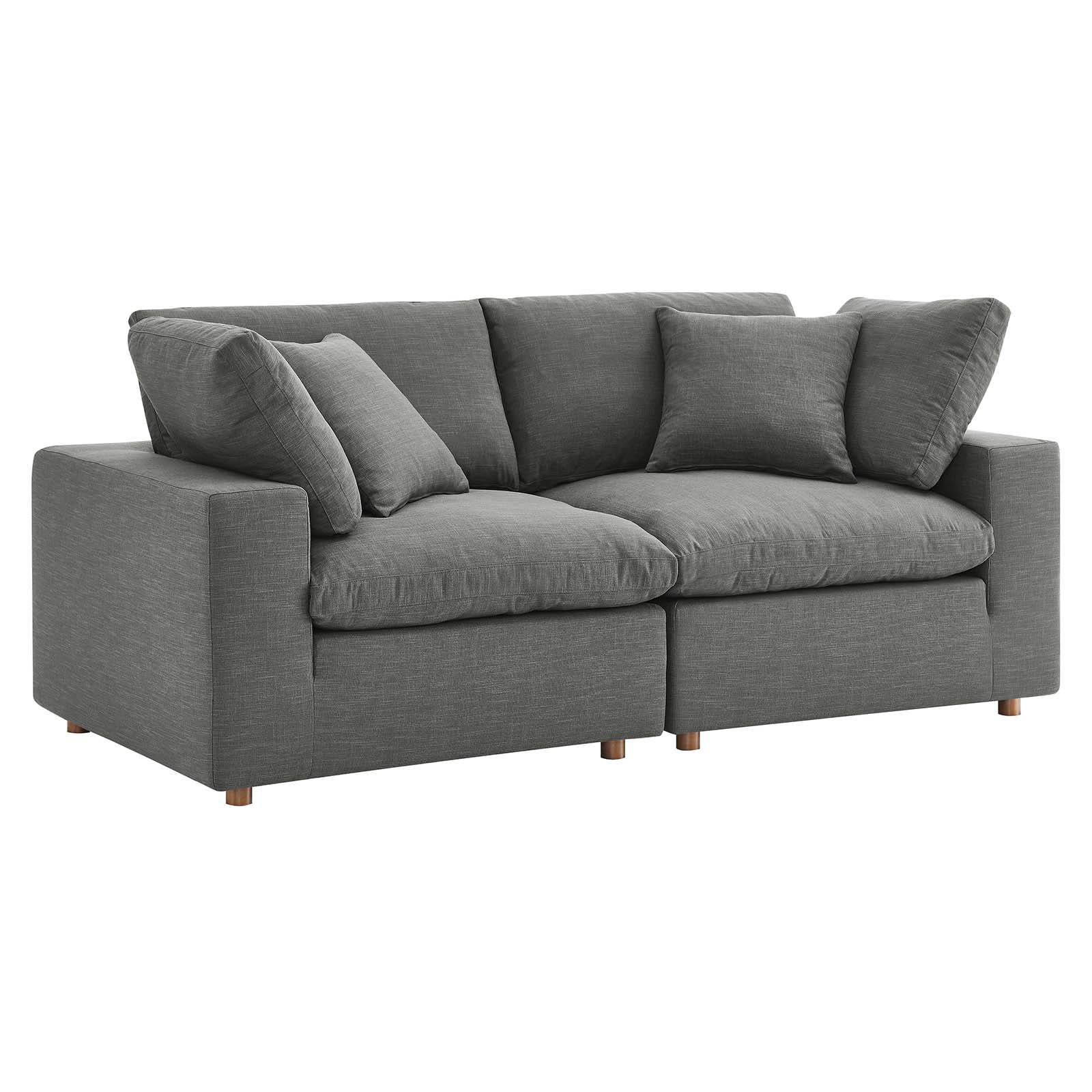 Modway Living Room Sets - Commix Down Filled Overstuffed 2 Piece Sectional Sofa Set Gray