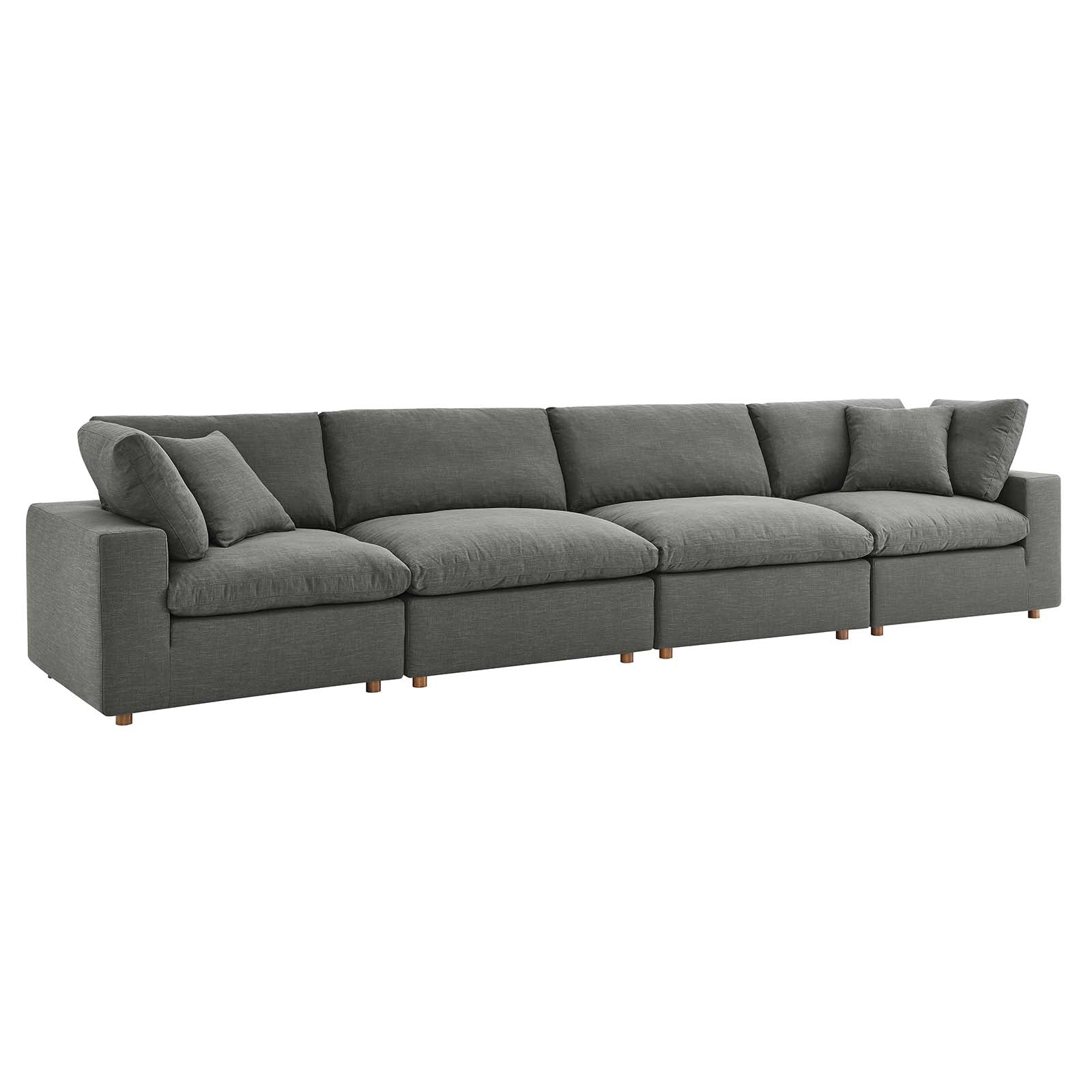 Modway Living Room Sets - Commix Down Filled Overstuffed 4 Piece Sectional Sofa Set Gray