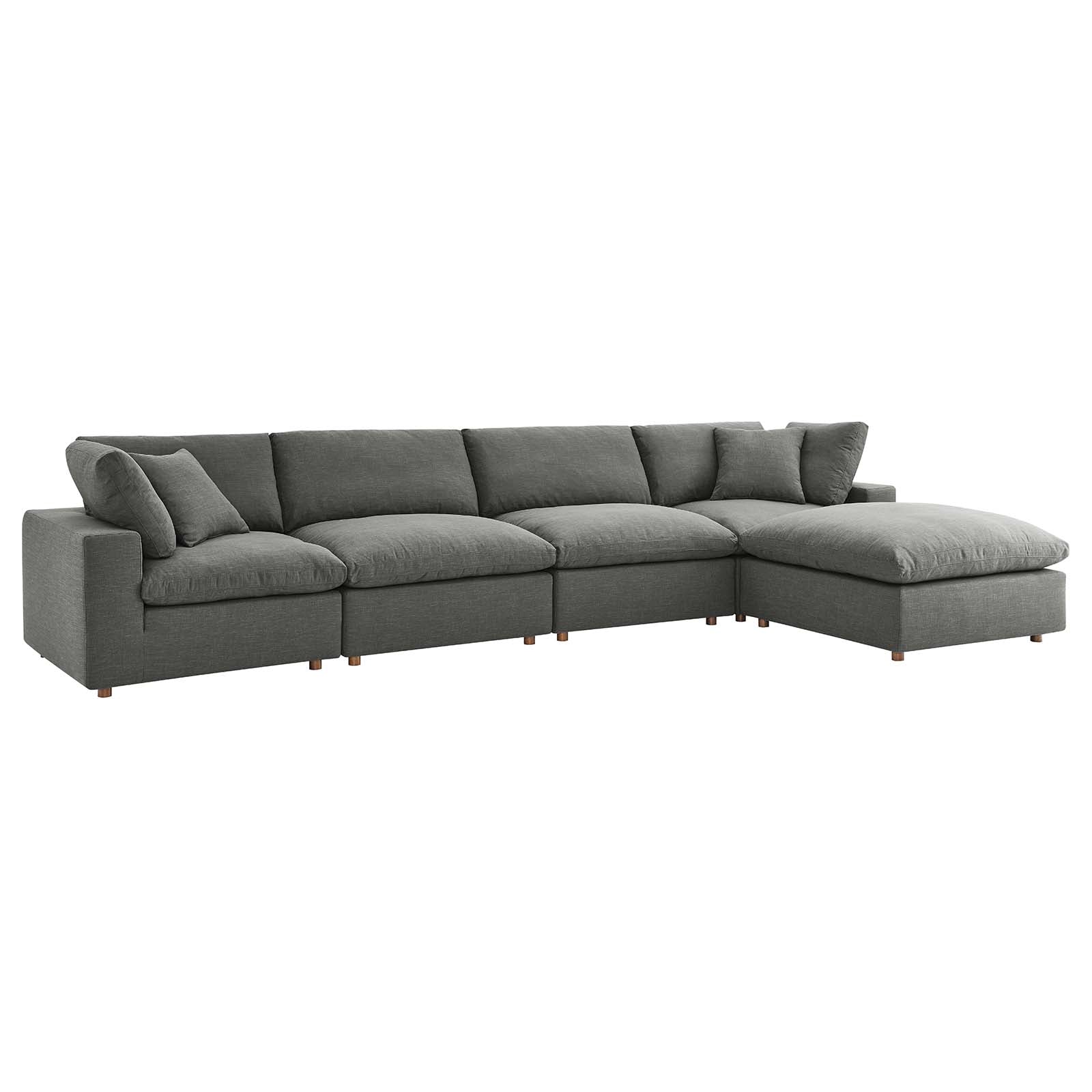 Modway Living Room Sets - Commix Down Filled Overstuffed 5 Piece 35" H Sectional Sofa Set Gray