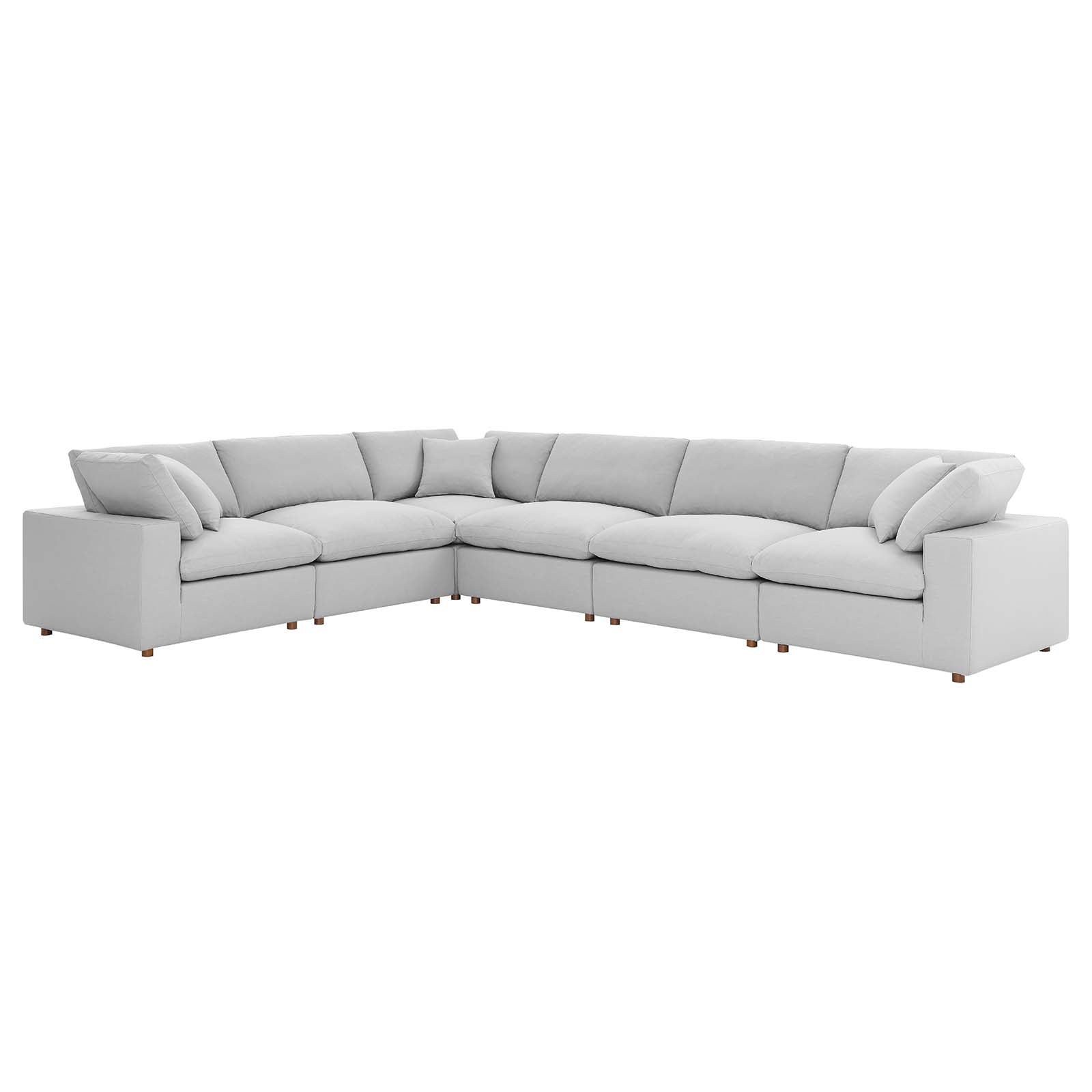 Modway Sectional Sofas - Commix-Down-Filled-Overstuffed-6-Piece-Sectional-Sofa-Set-Light-Gray