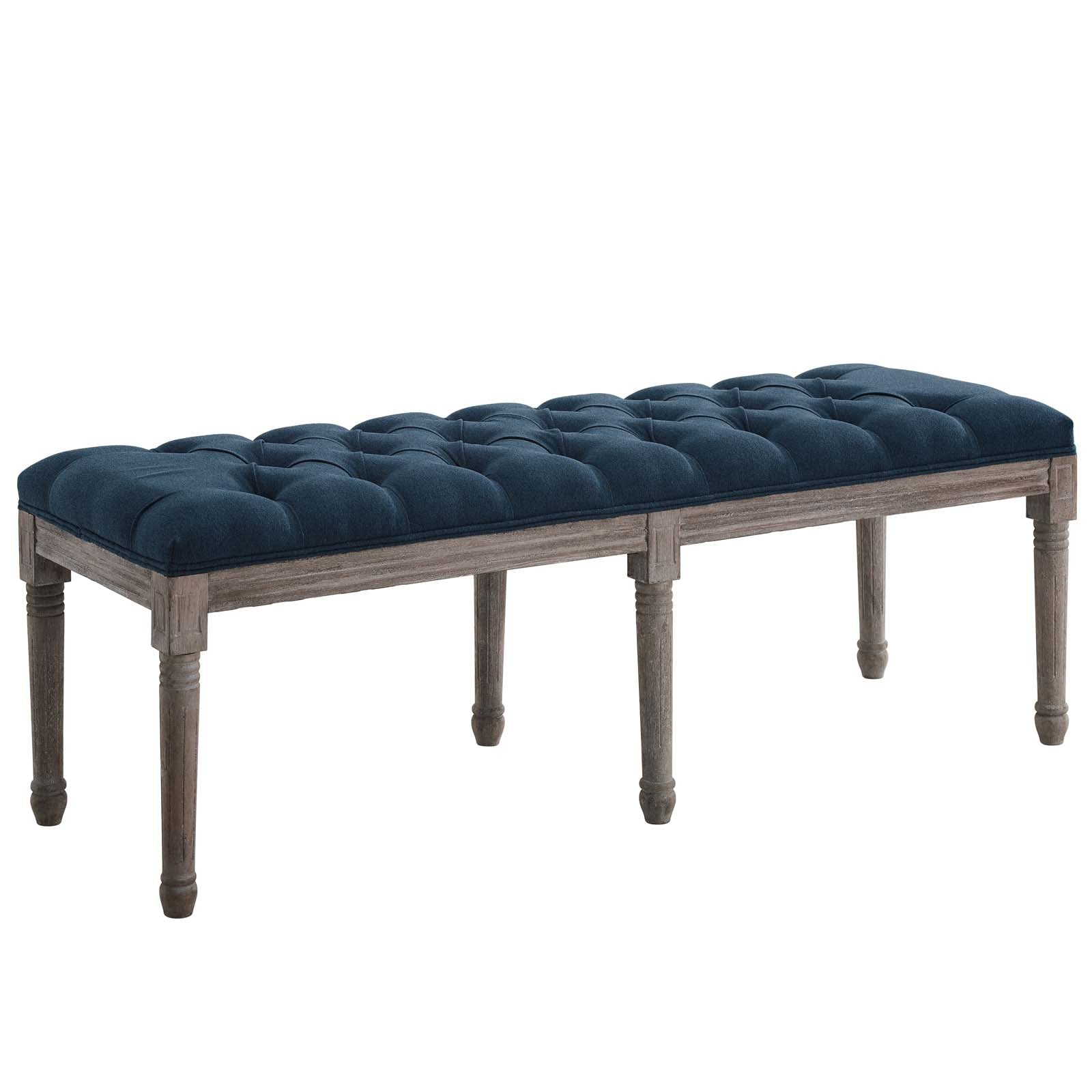 Modway Benches - Province French Vintage Upholstered Fabric Bench Navy