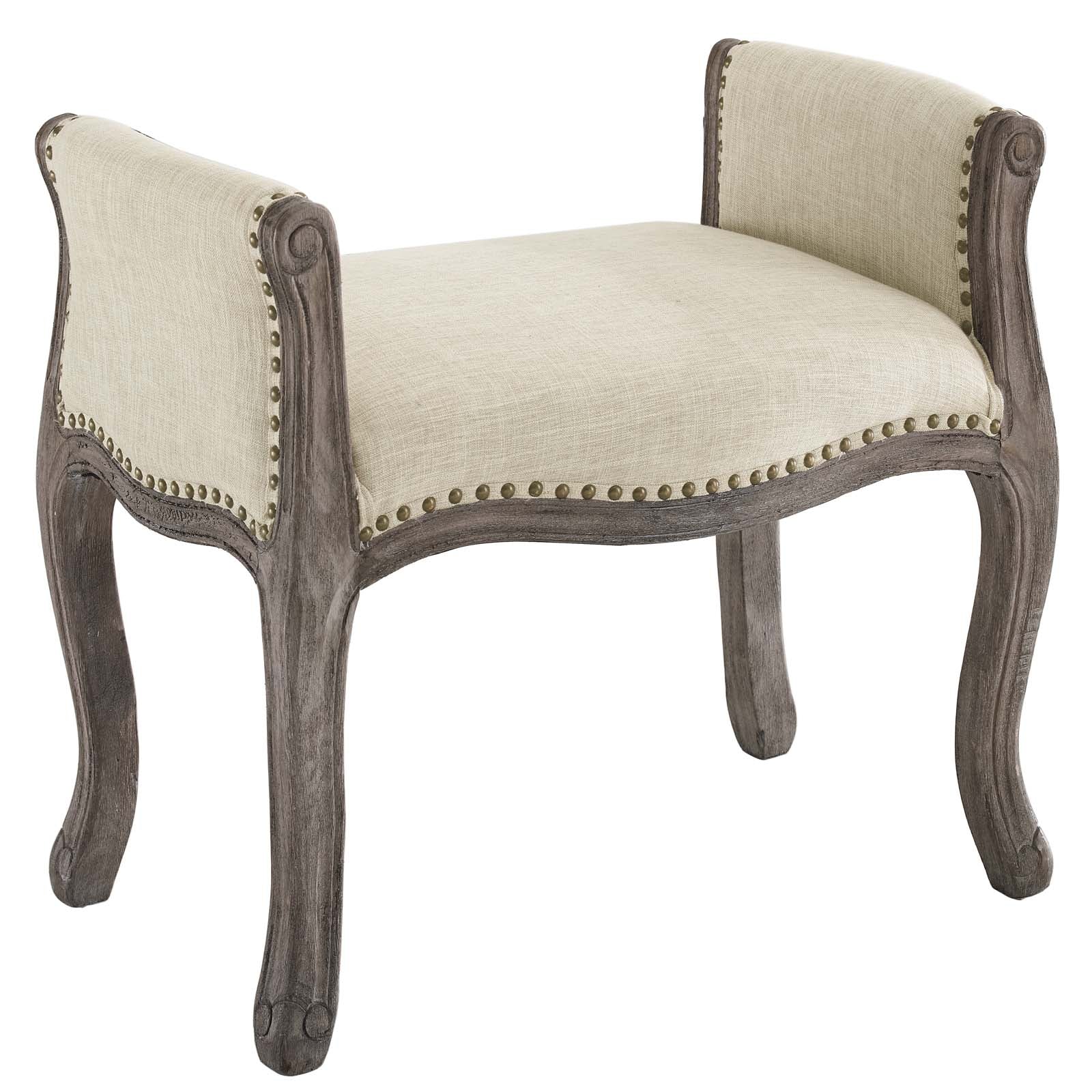 Modway Benches - Avail Vintage French Upholstered Fabric Bench Beige
