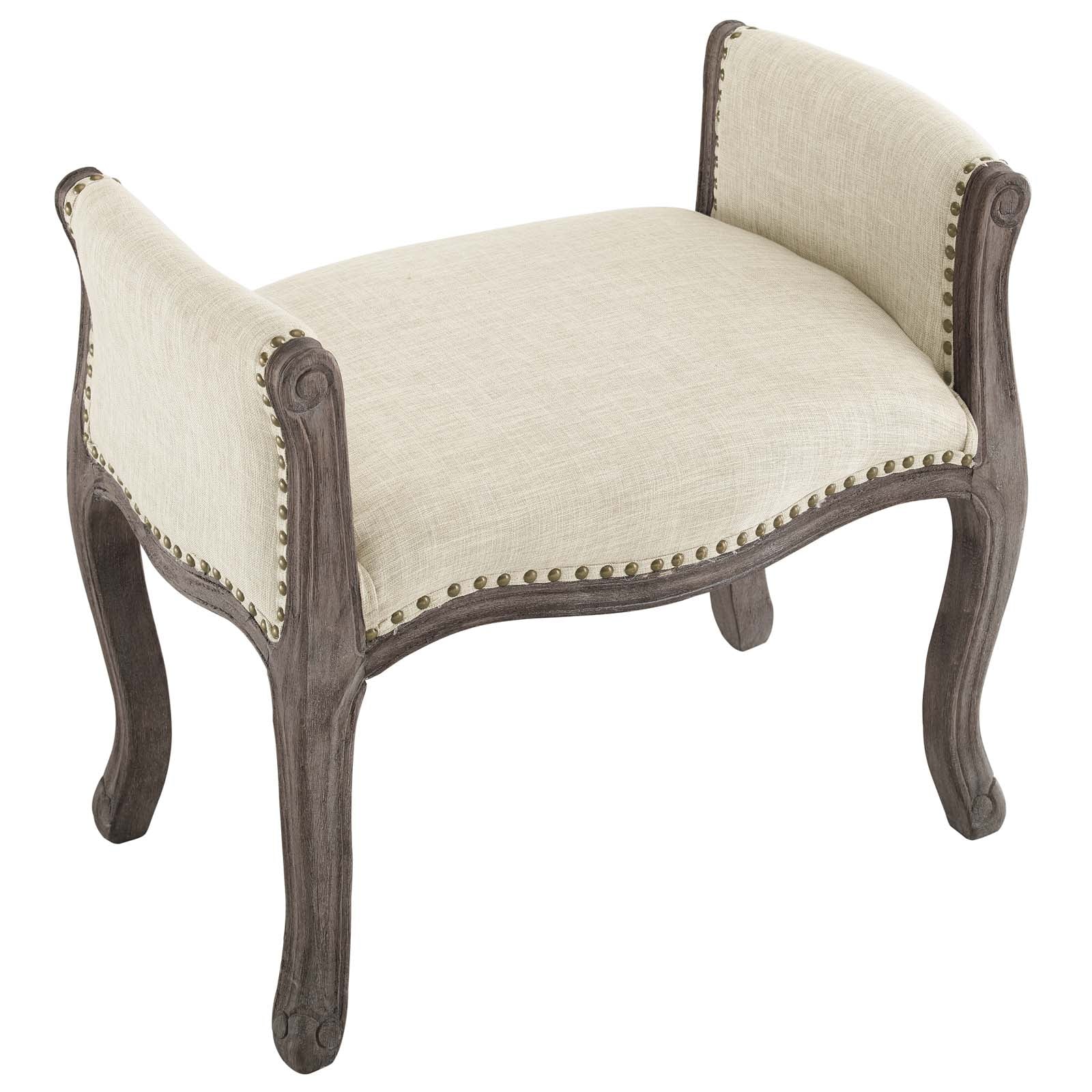 Modway Benches - Avail Vintage French Upholstered Fabric Bench Beige