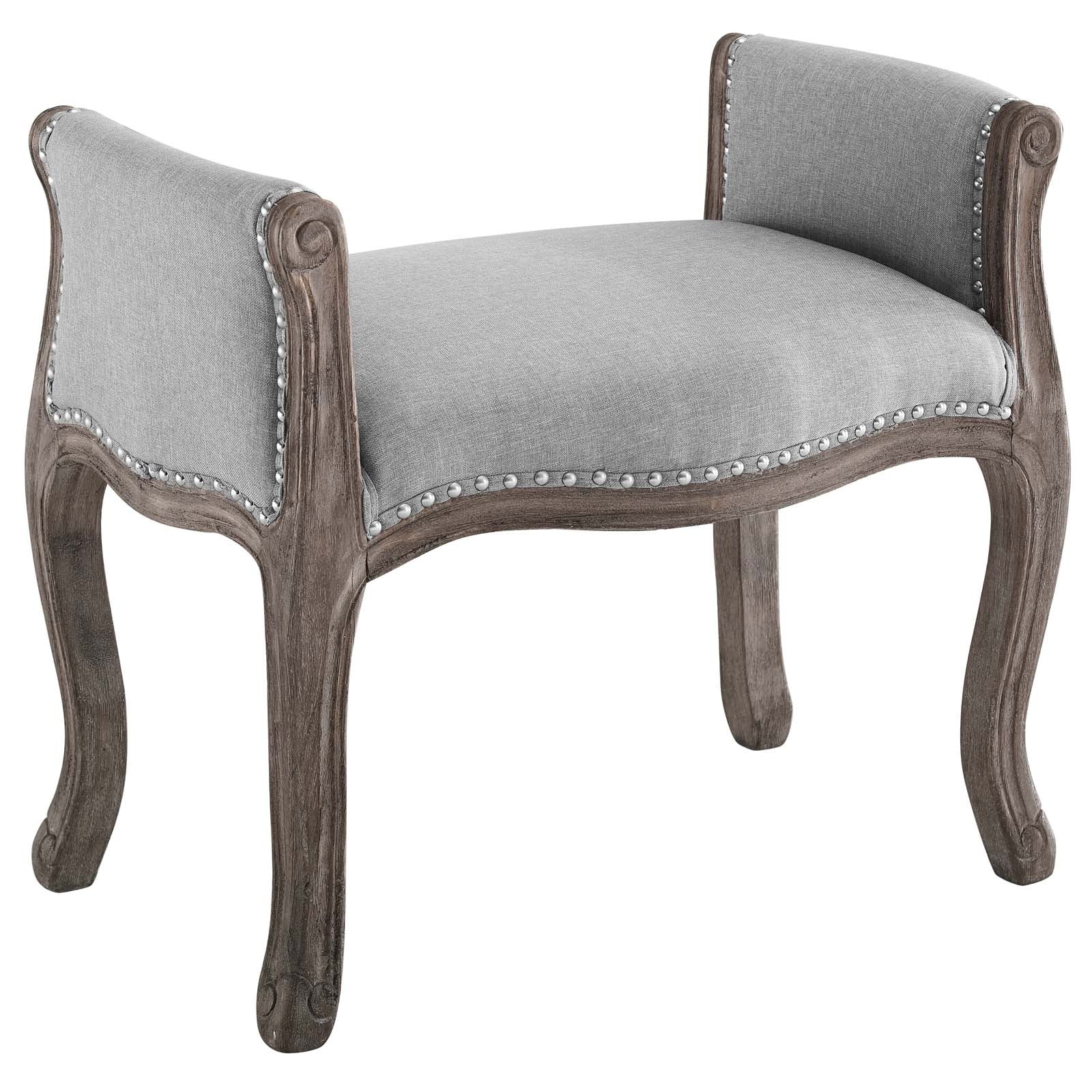 Modway Benches - Avail Vintage French Upholstered Fabric Bench Light Gray