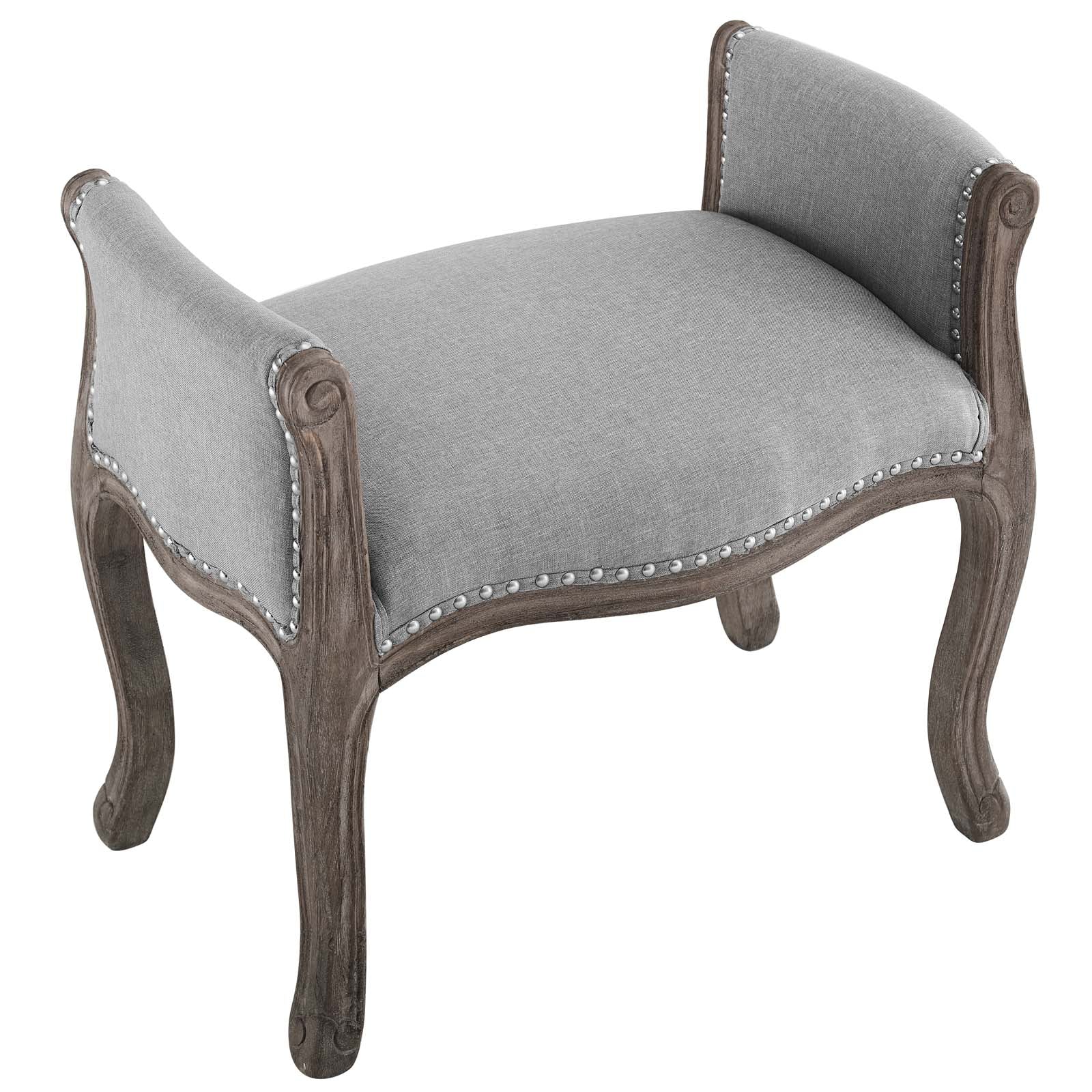 Modway Benches - Avail Vintage French Upholstered Fabric Bench Light Gray