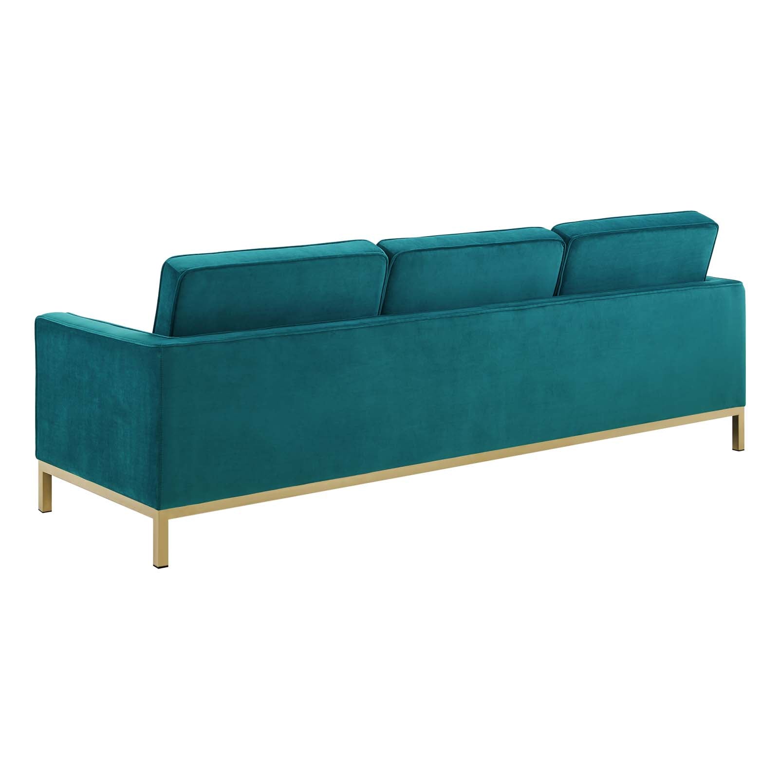 Modway Sofas & Couches - Loft Gold Stainless Steel Leg Performance Velvet Sofa Gold And Teal