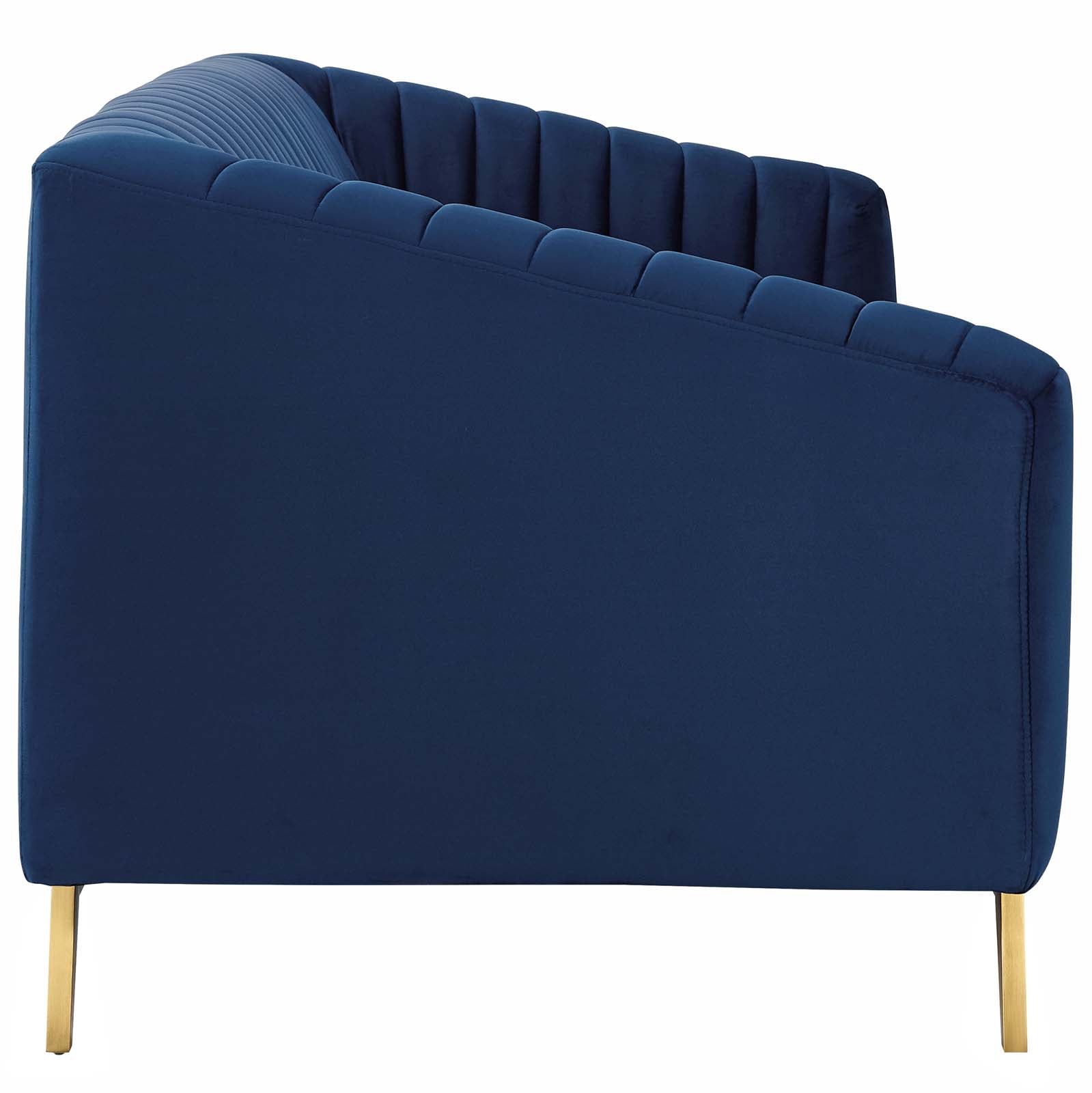 Modway Sofas & Couches - Valiant Vertical Channel Tufted Performance Velvet Sofa Navy
