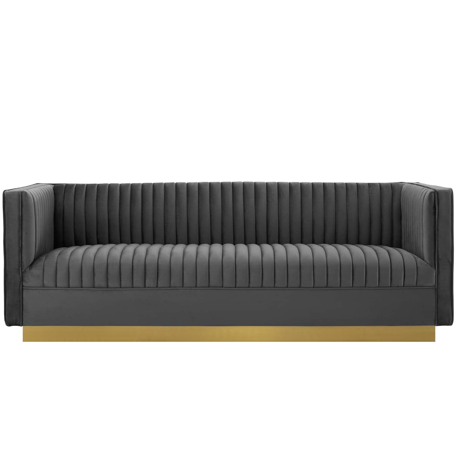 Modway Sofas & Couches - Sanguine Vertical Channel Tufted Performance Velvet Sofa Gray