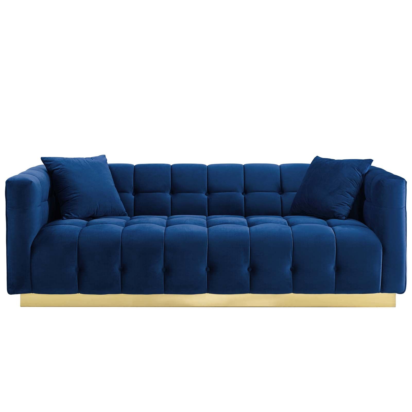 Modway Sofas & Couches - Vivacious Biscuit Tufted Performance Velvet Sofa Navy