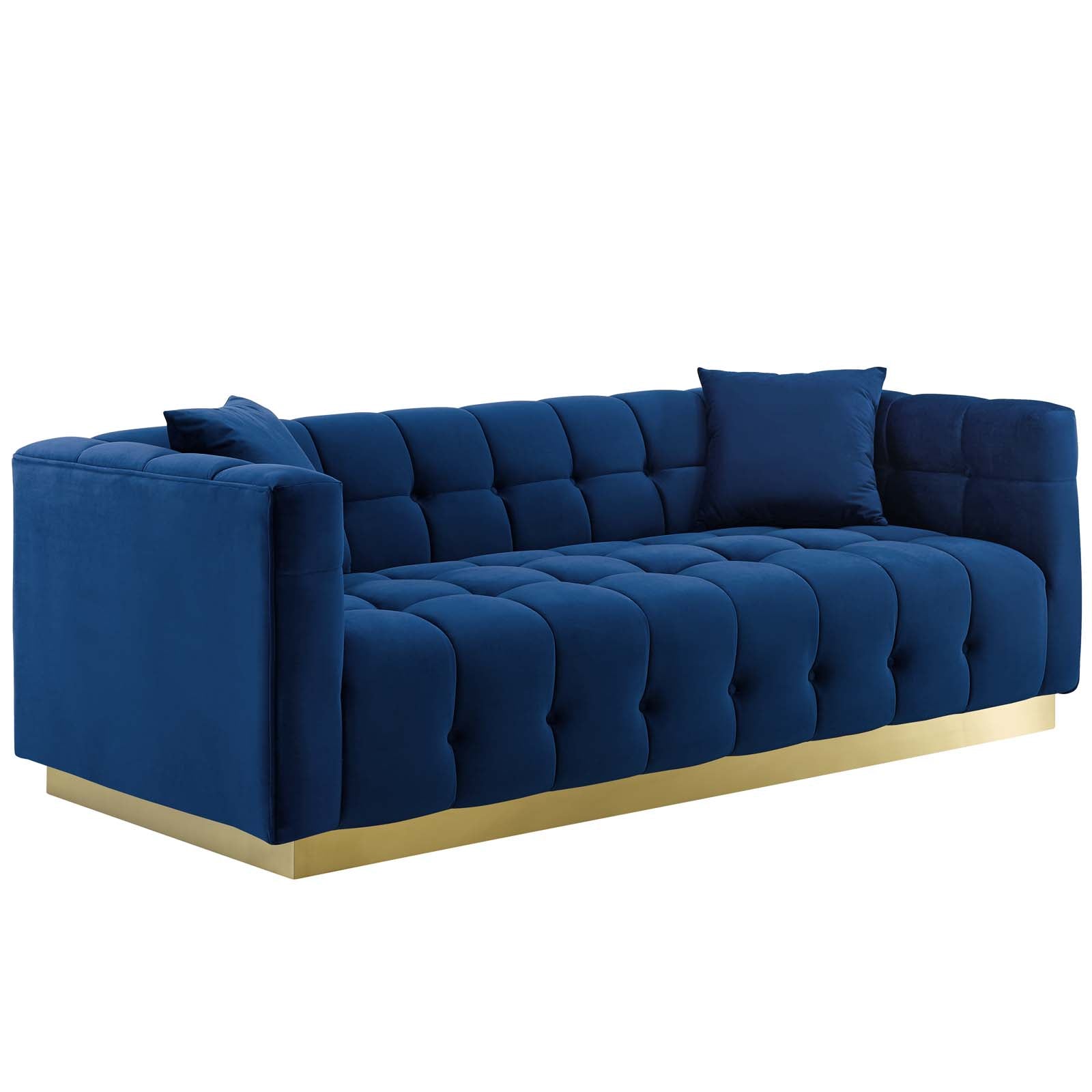 Modway Sofas & Couches - Vivacious Biscuit Tufted Performance Velvet Sofa Navy