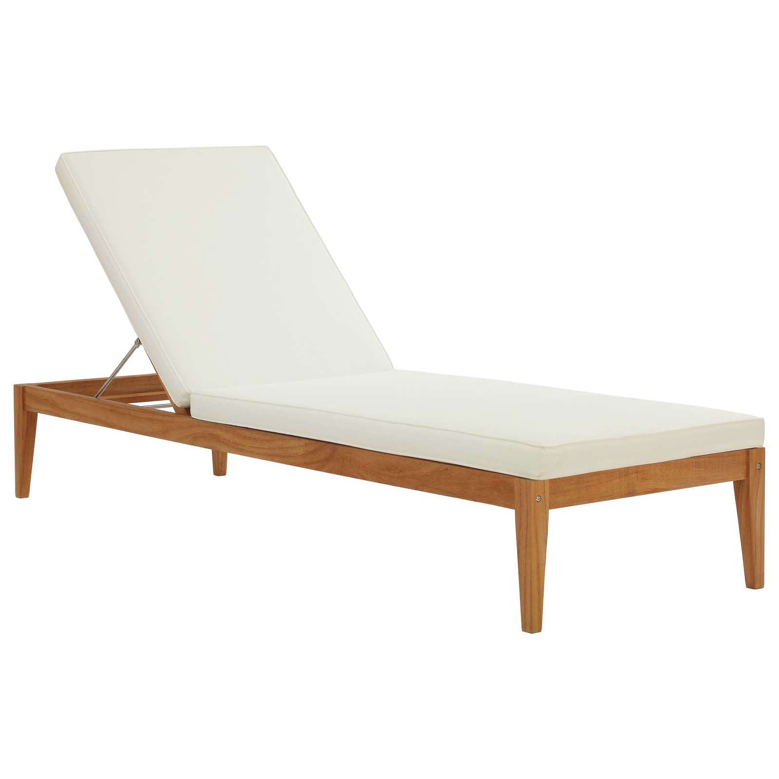 Modway Outdoor Loungers - Northlake Outdoor Patio Premium Grade A Teak Wood Chaise Lounge Natural White