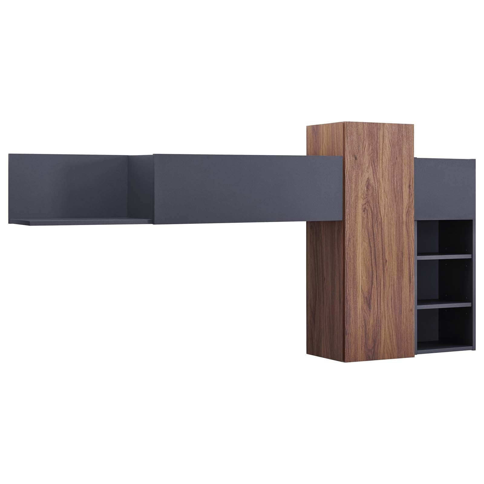 Modway Shelves - Scope Wall Mounted Shelves Walnut Gray