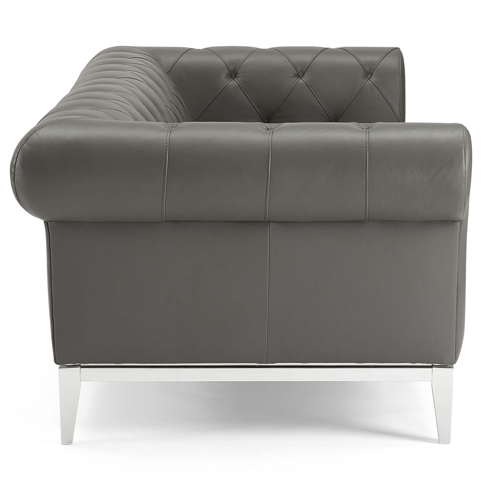 Modway Sofas & Couches - Idyll Tufted Button Upholstered Leather Chesterfield Sofa Gray