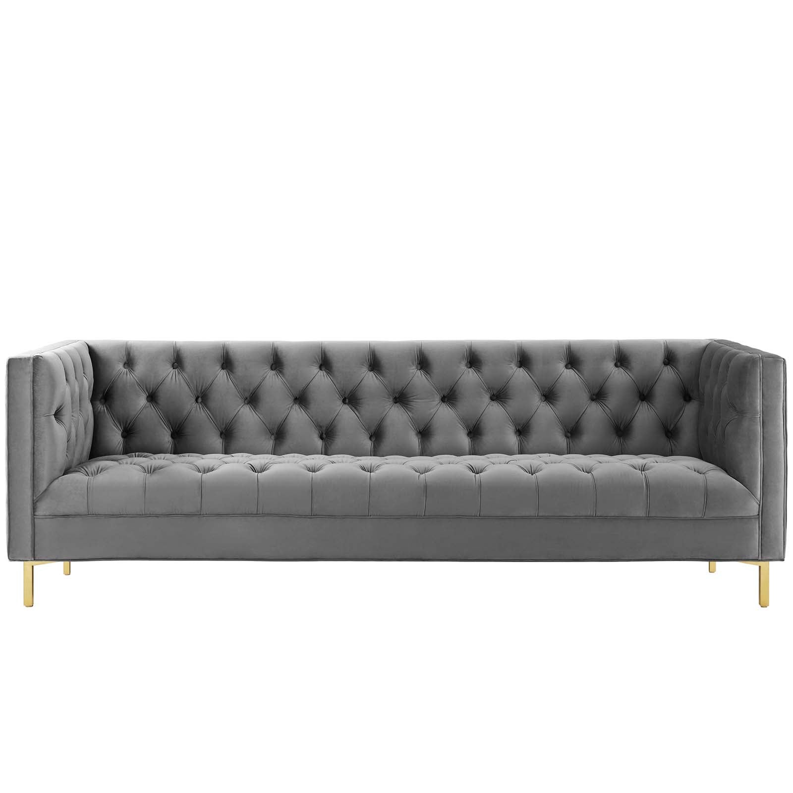 Modway Sofas & Couches - Delight Tufted Button Performance Velvet Sofa Gray