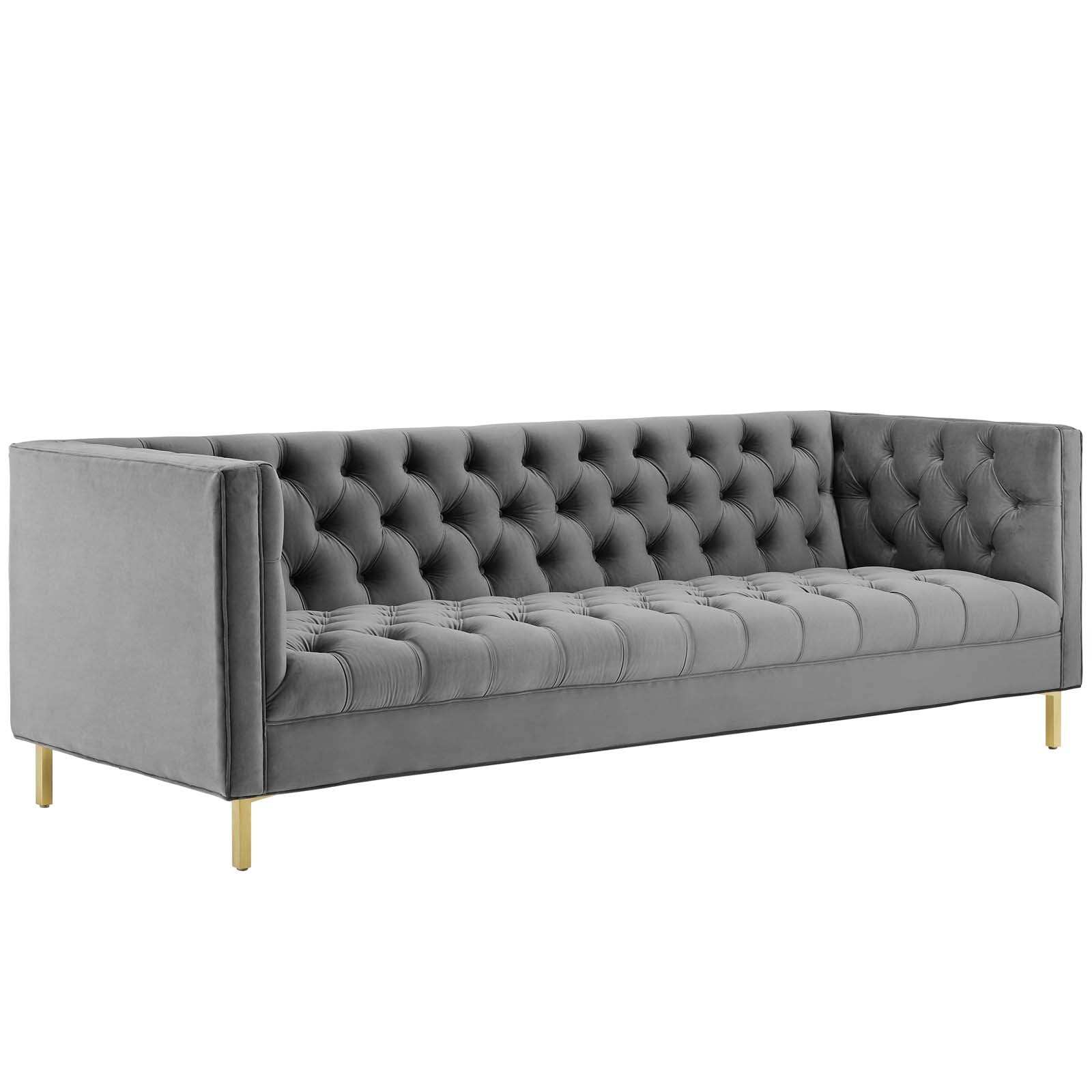 Modway Sofas & Couches - Delight Tufted Button Performance Velvet Sofa Gray