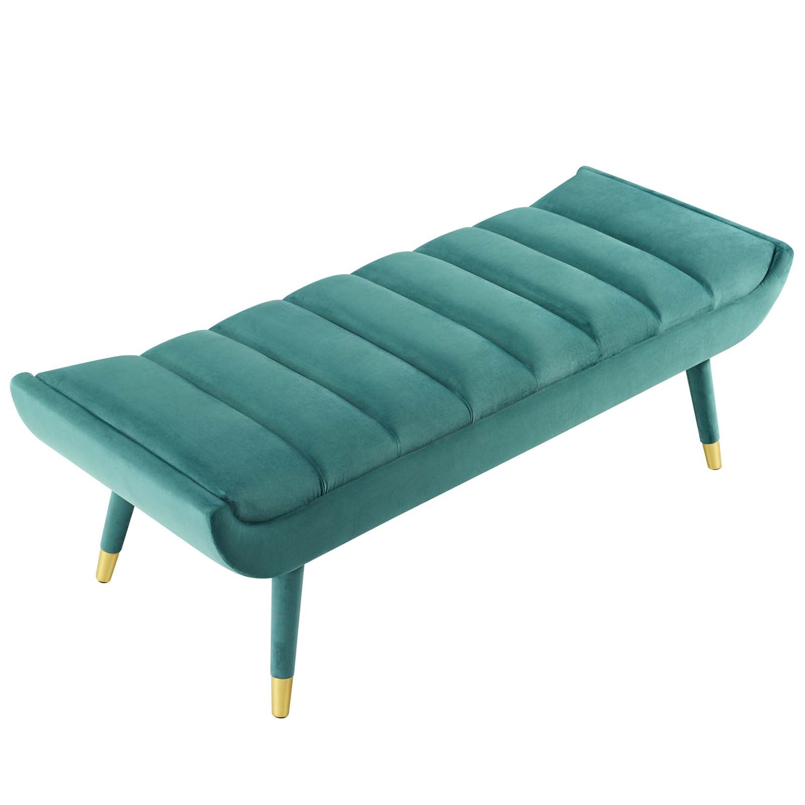 Modway Benches - Guess Channel Tufted Performance Velvet Accent Bench Teal