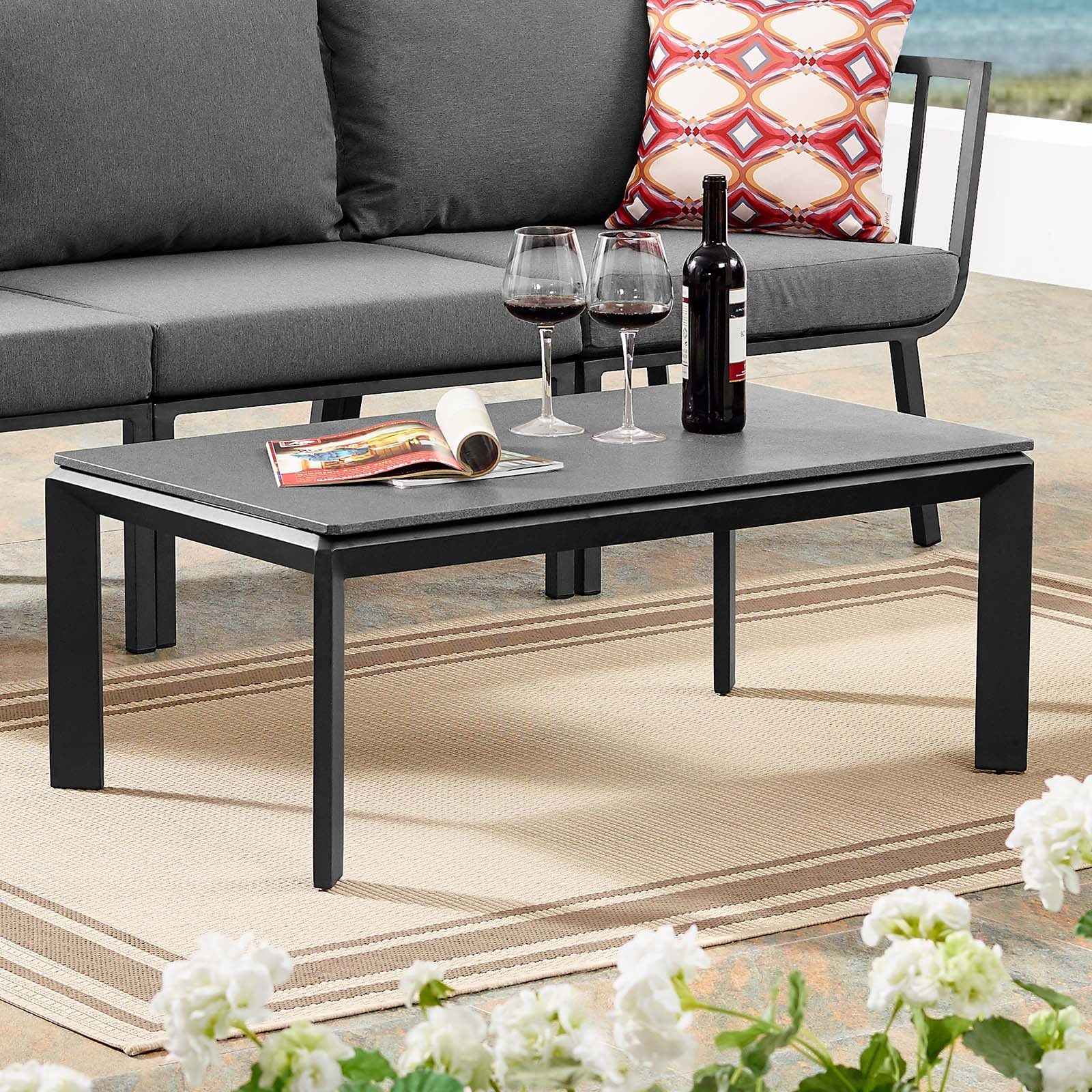 Modway Outdoor Coffee Tables - Riverside Rectangular Coffee Table Gray