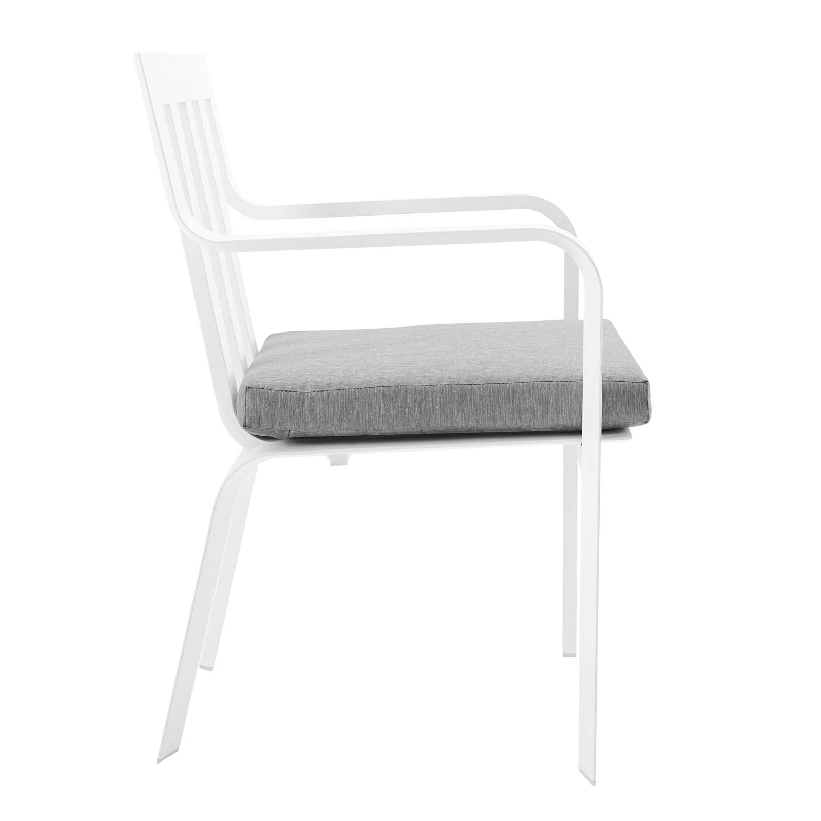 Modway Outdoor Dining Chairs - Baxley Stackable Outdoor Patio Aluminum Dining Armchair White Gray