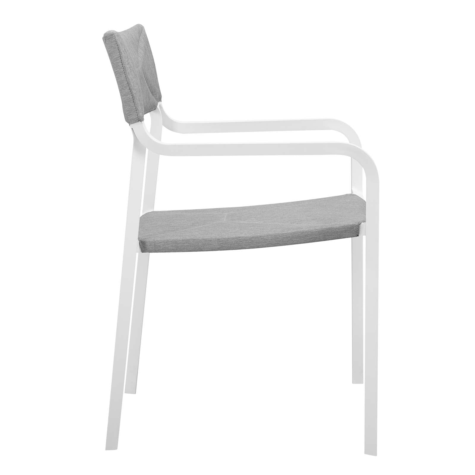 Modway Outdoor Dining Chairs - Raleigh Stackable Outdoor Patio Aluminum Dining Armchair White Gray