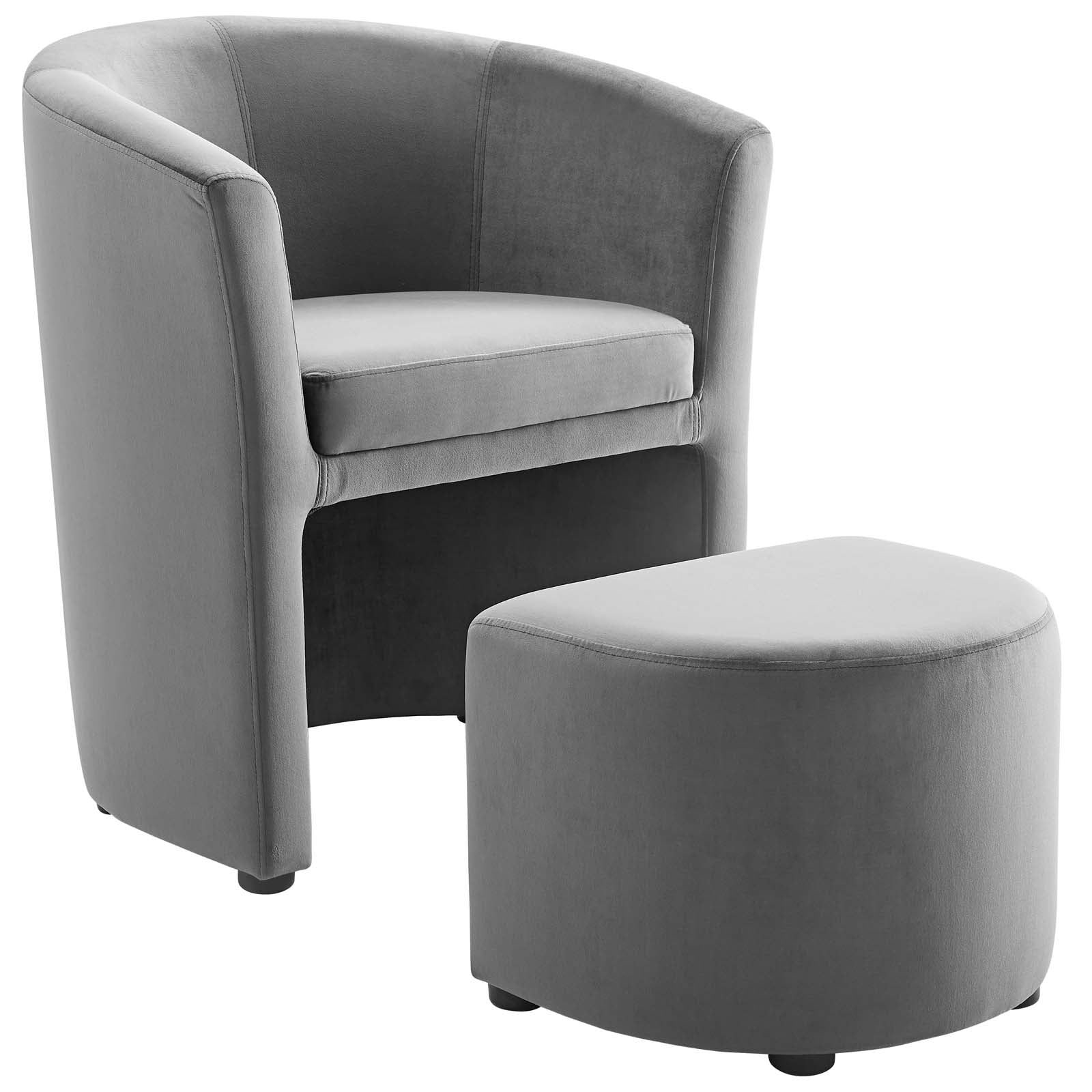 Modway Living Room Sets - Divulge Performance Velvet Arm Chair and Ottoman Set Gray