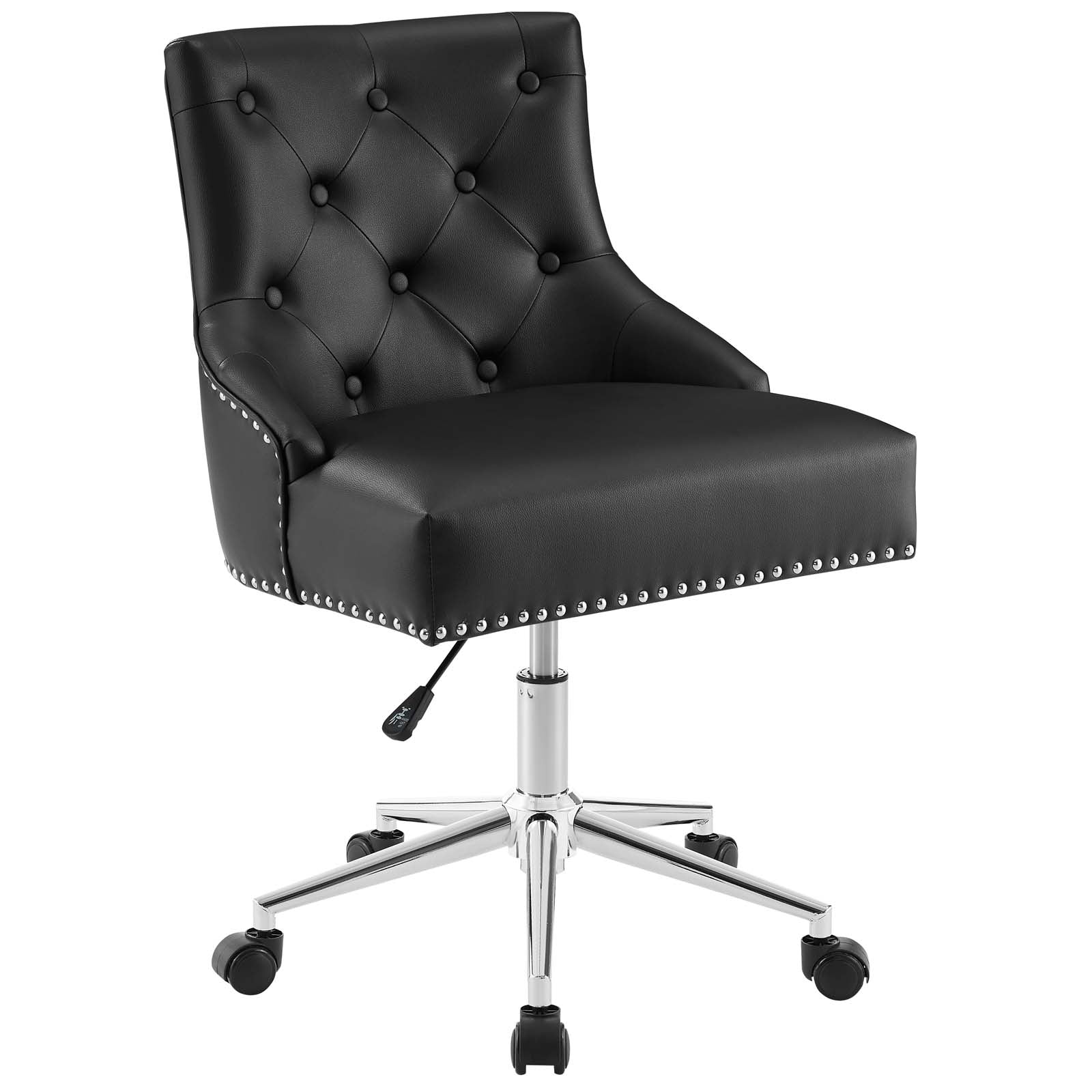 Modway Task Chairs - Regent Tufted Button Swivel Faux Leather Office Chair Black