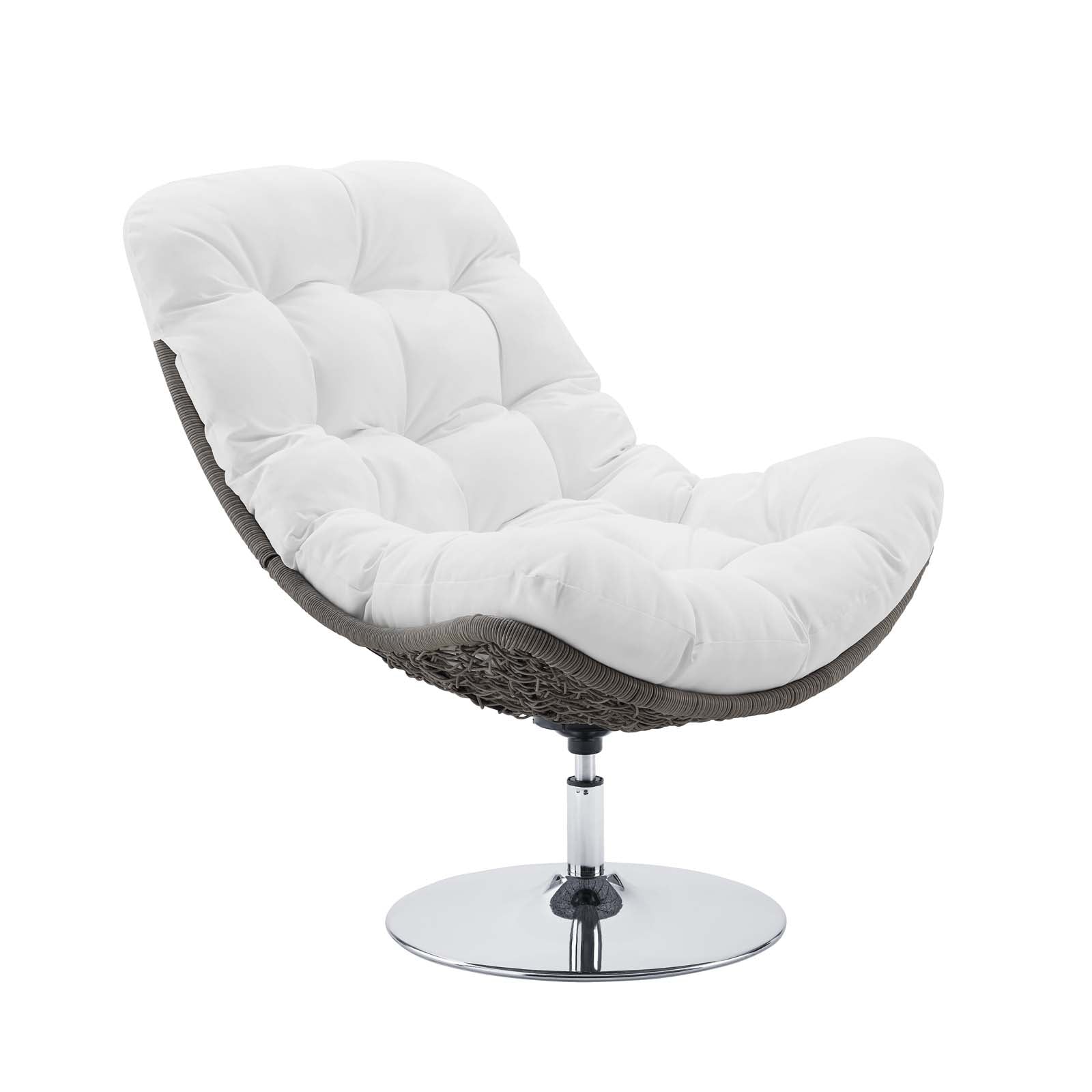 Modway Outdoor Chairs - Brighton Wicker Rattan Outdoor Patio Swivel Lounge Chair Light Gray White
